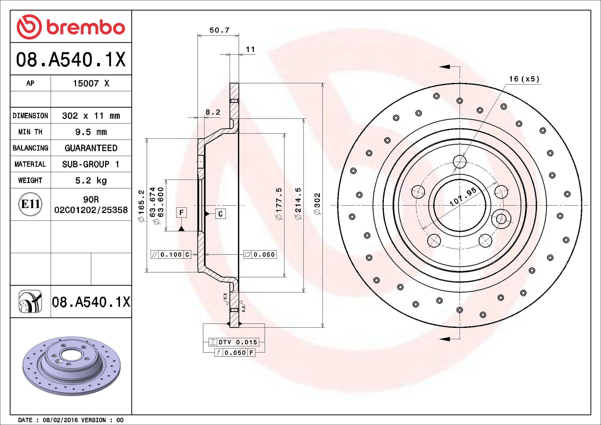 Brake Disc - 08.A540.1X BREMBO