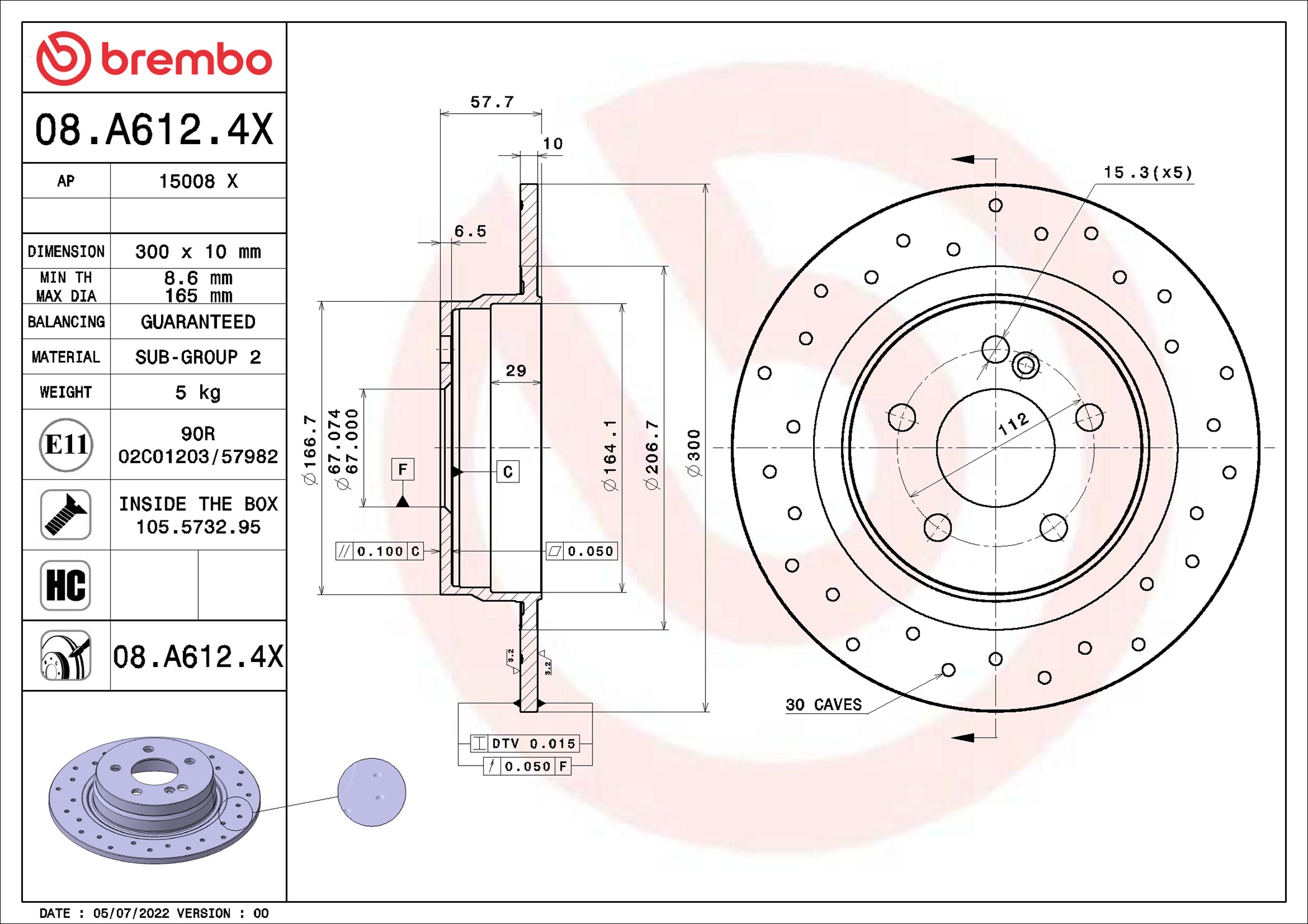 Bremsscheibe - 08.A612.4X BREMBO