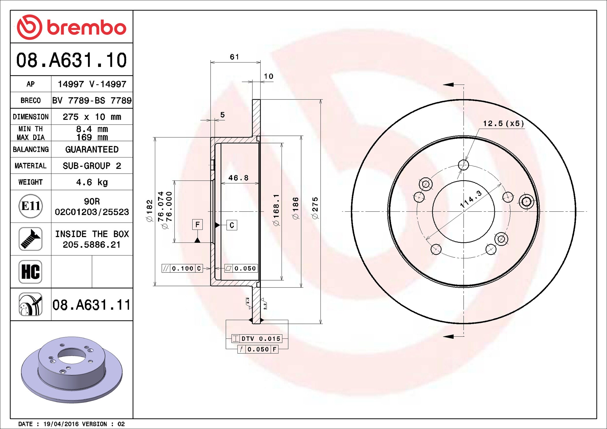 Discofreno - 08.A631.11 BREMBO