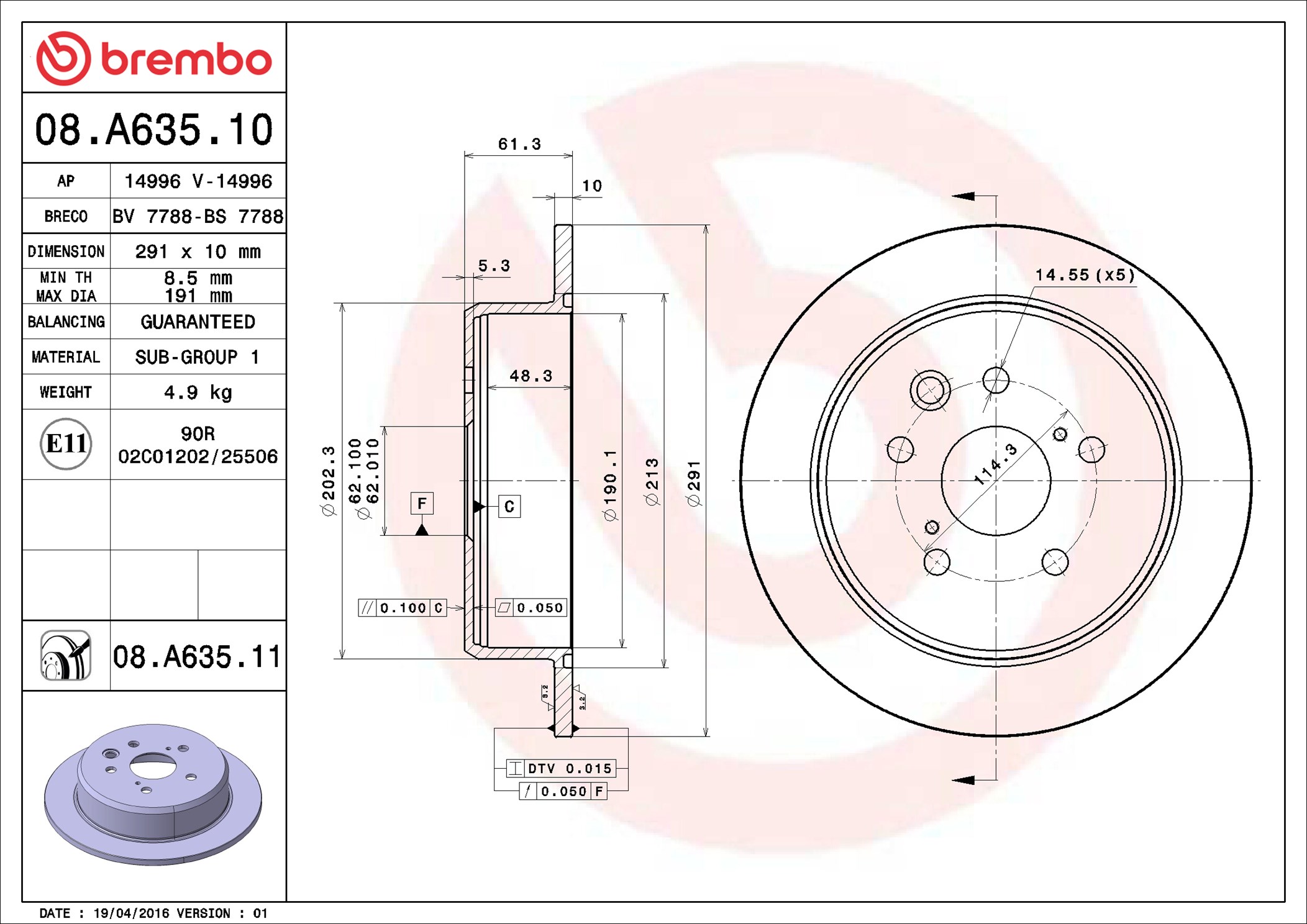 Discofreno - 08.A635.11 BREMBO