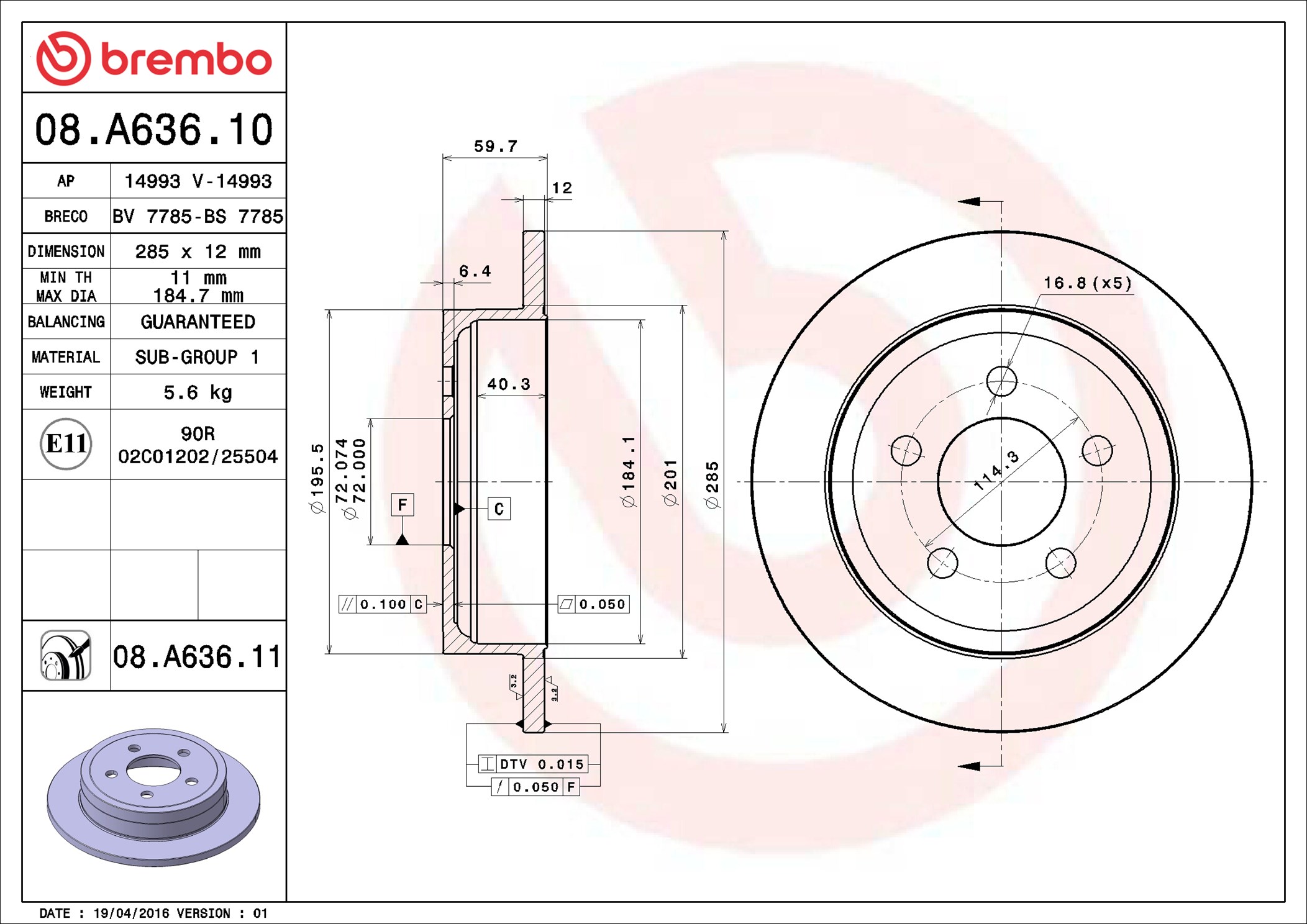 Discofreno - 08.A636.11 BREMBO