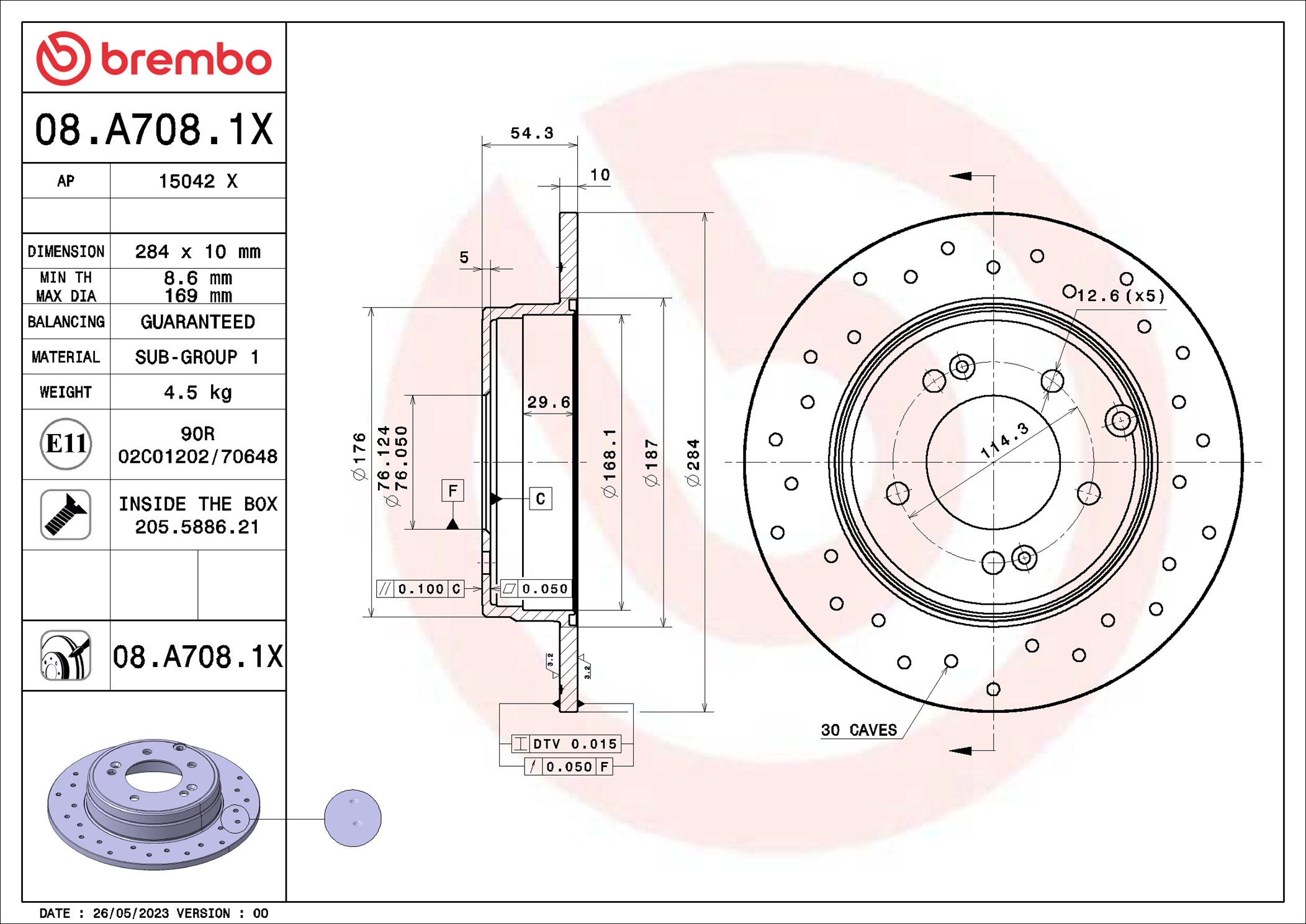 Discofreno - 08.A708.1X BREMBO