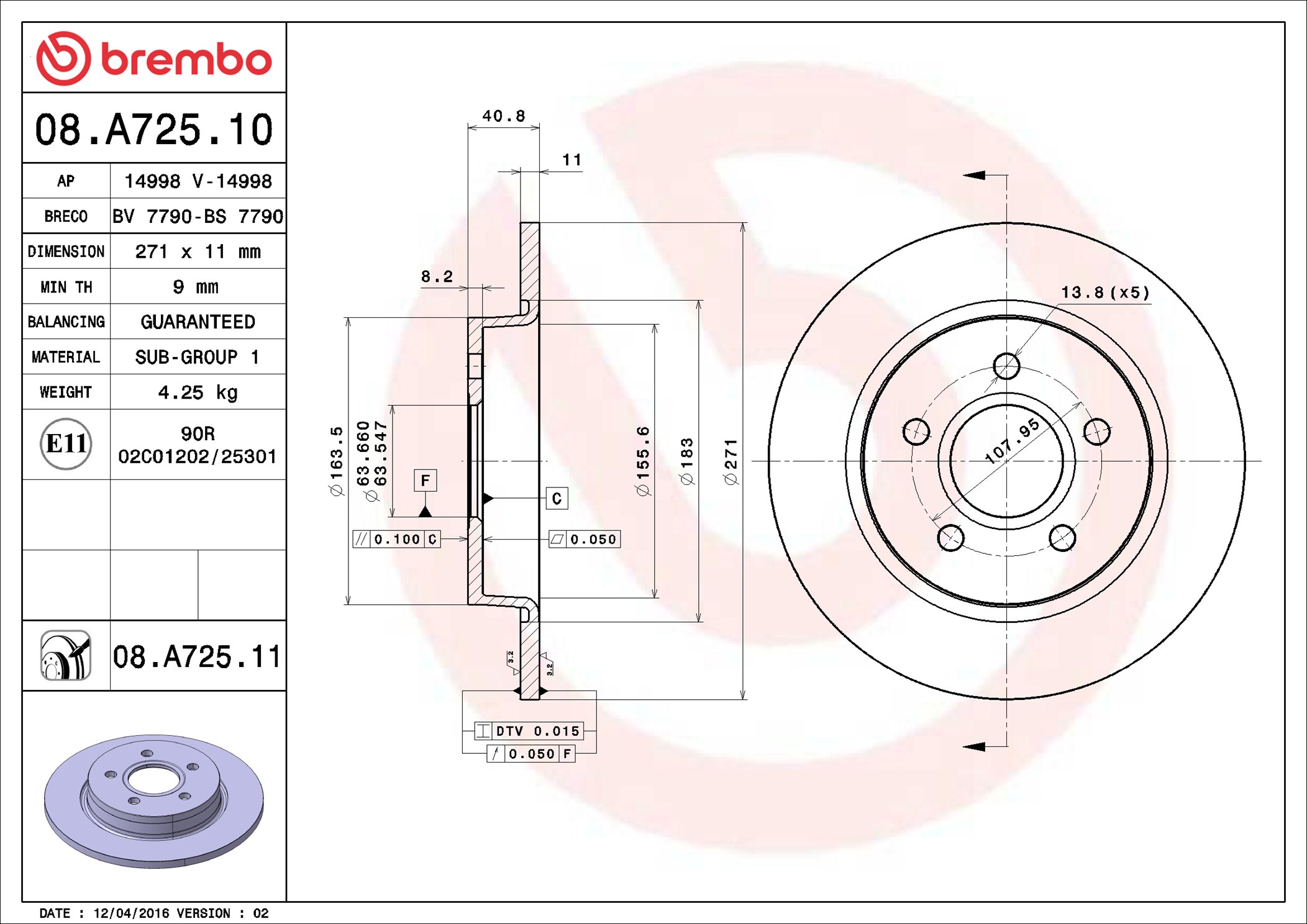 Discofreno - 08.A725.11 BREMBO