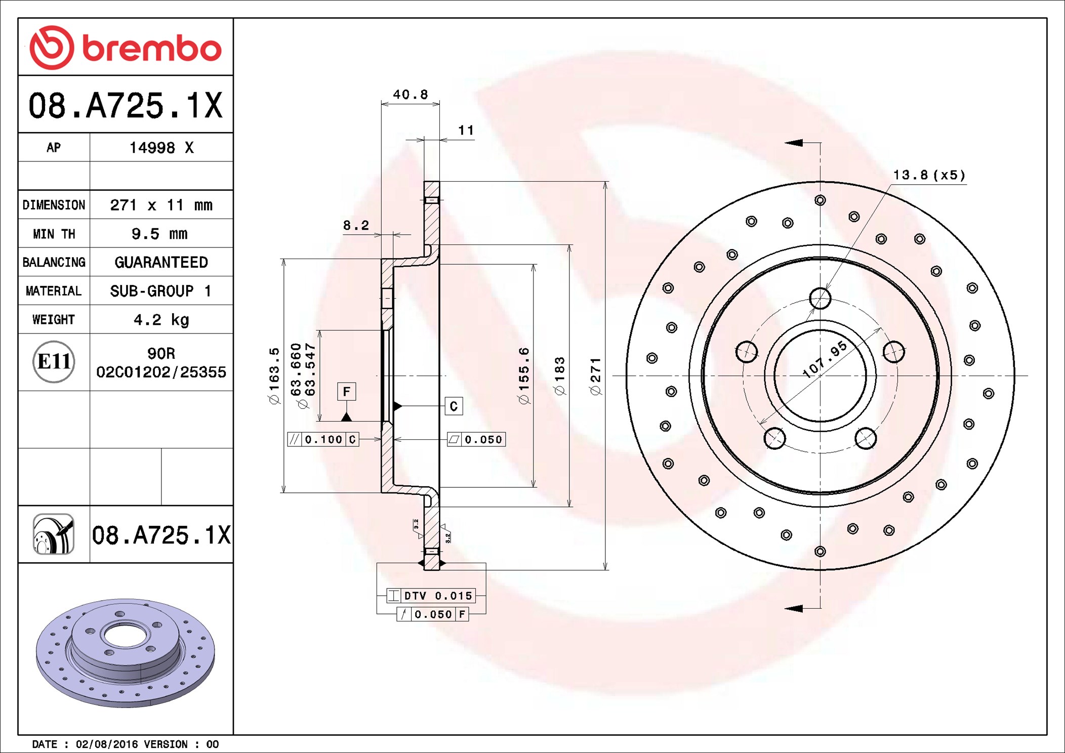 Discofreno - 08.A725.1X BREMBO
