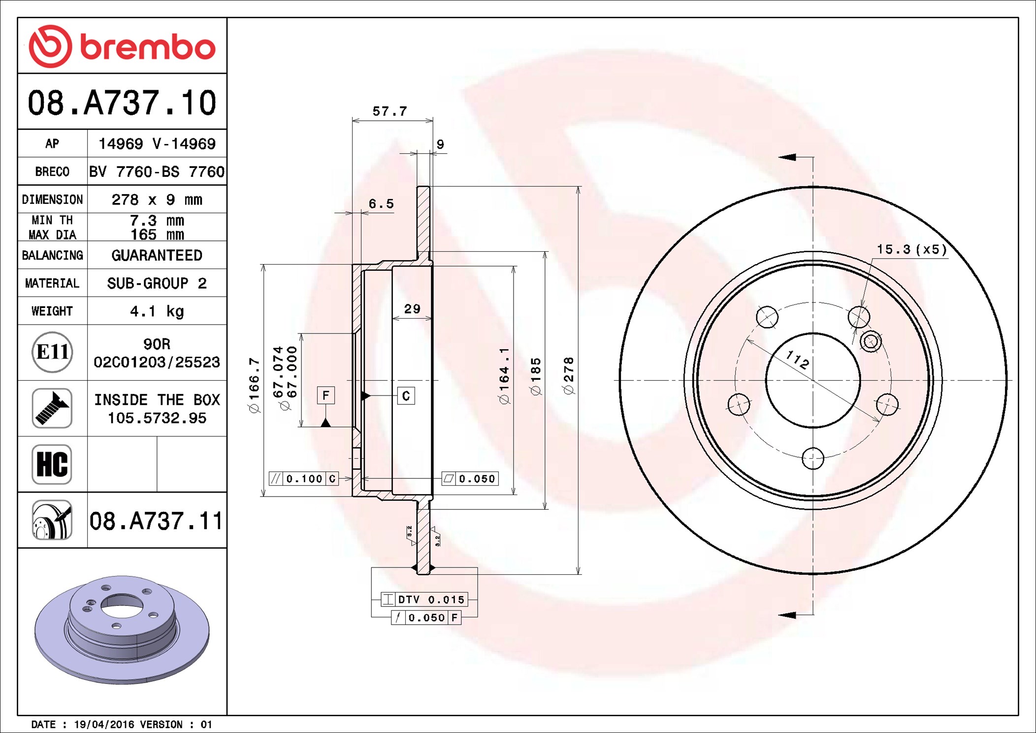 Discofreno - 08.A737.11 BREMBO