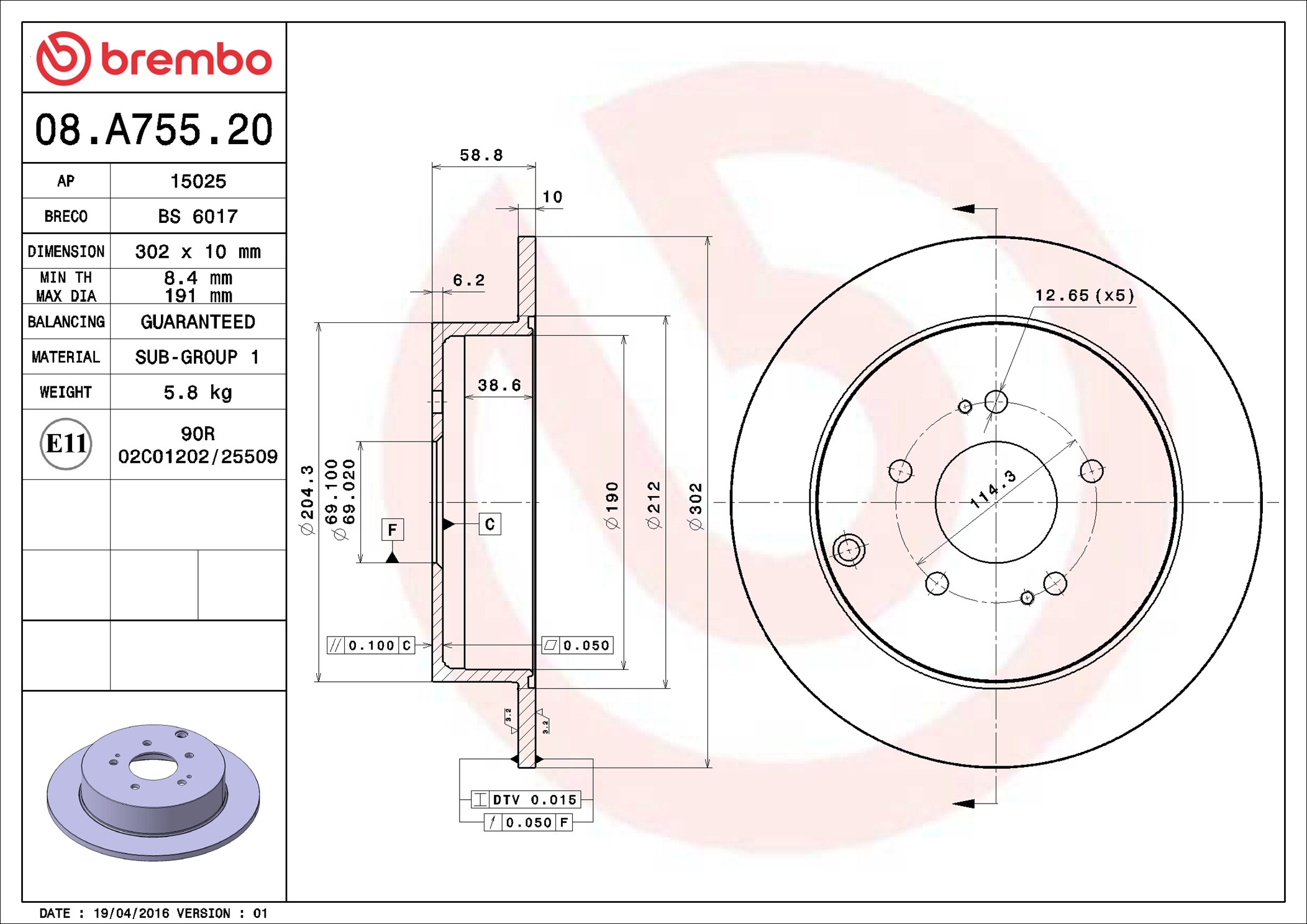 Discofreno - 08.A755.20 BREMBO