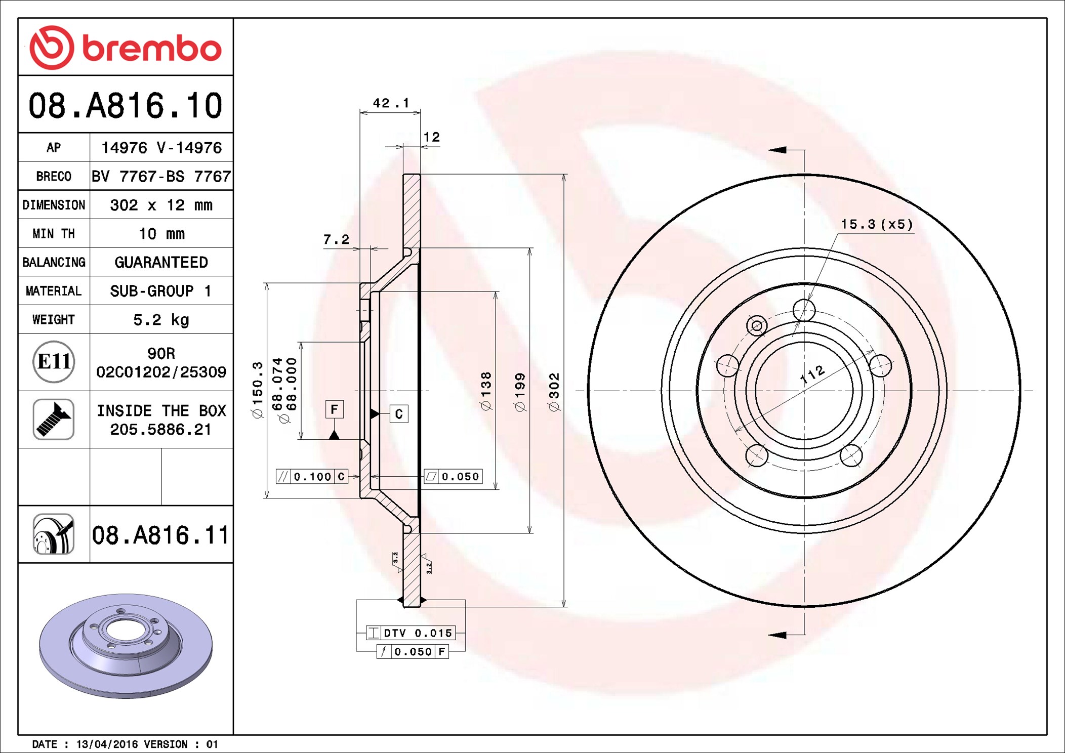 Discofreno - 08.A816.11 BREMBO
