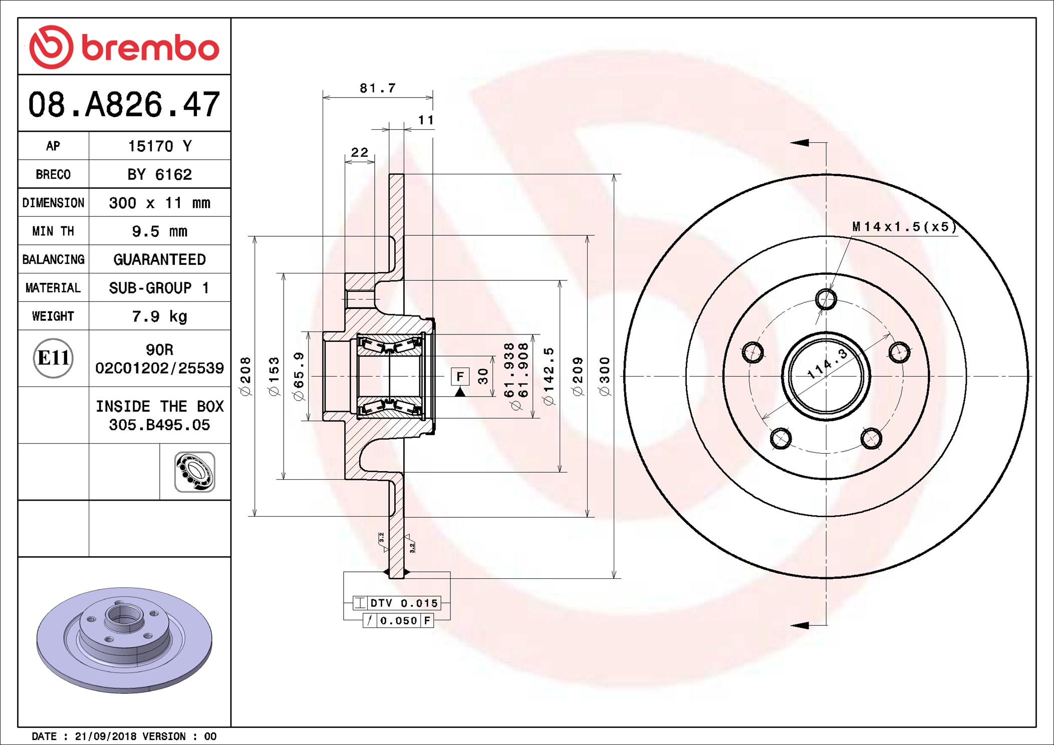 stabdžių diskas - 08.A826.47 BREMBO