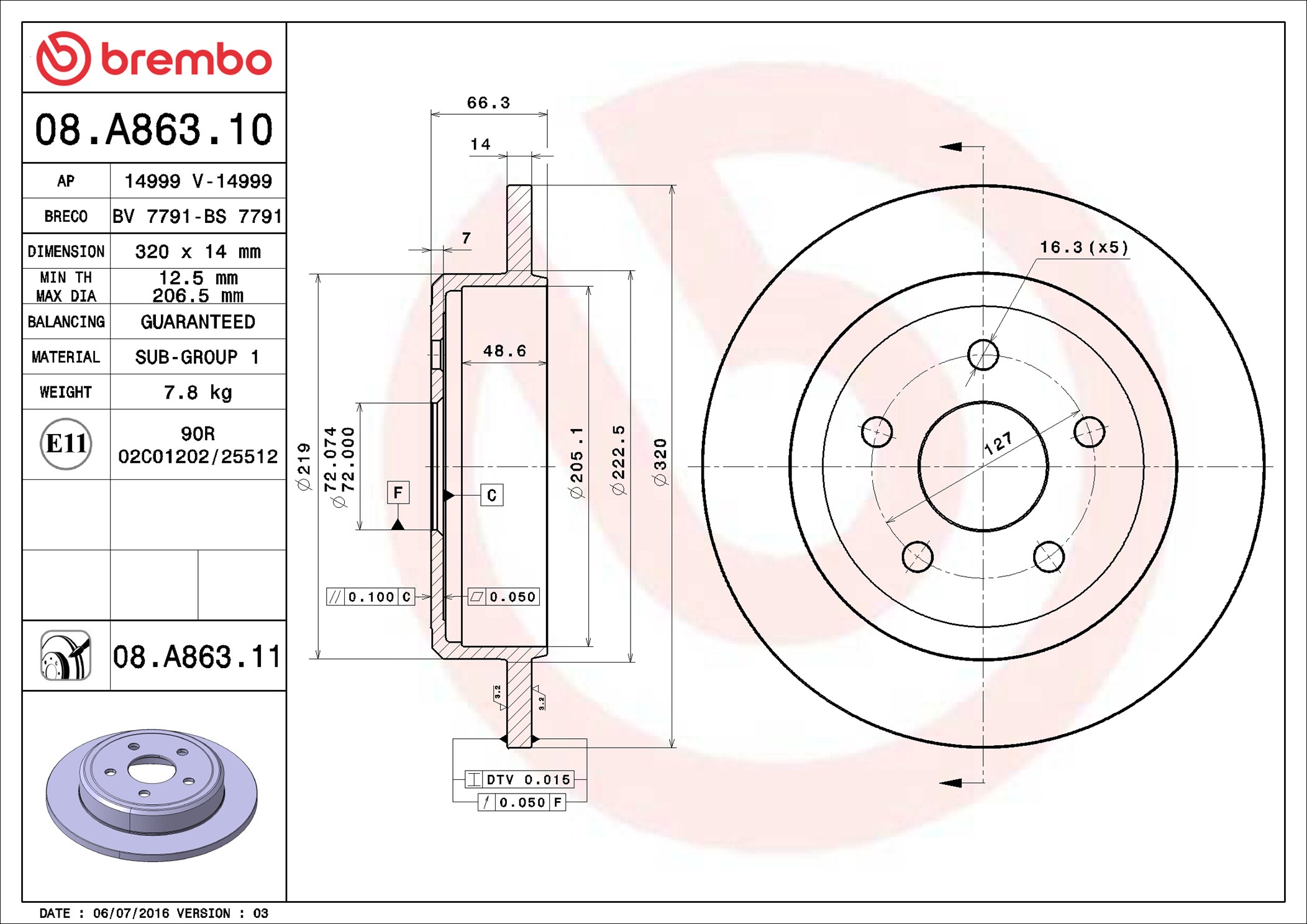 Discofreno - 08.A863.11 BREMBO