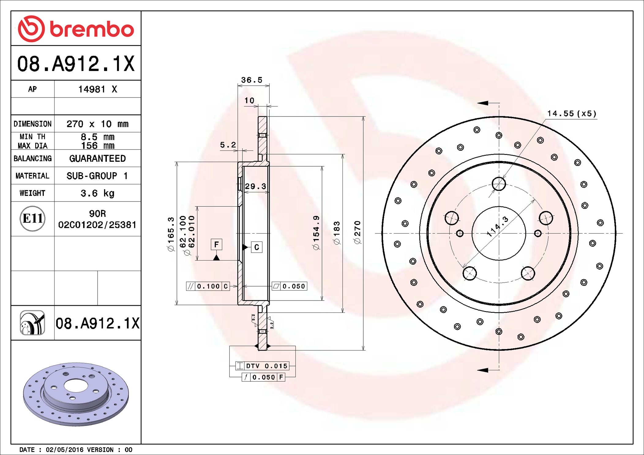 Bremsscheibe - 08.A912.1X BREMBO