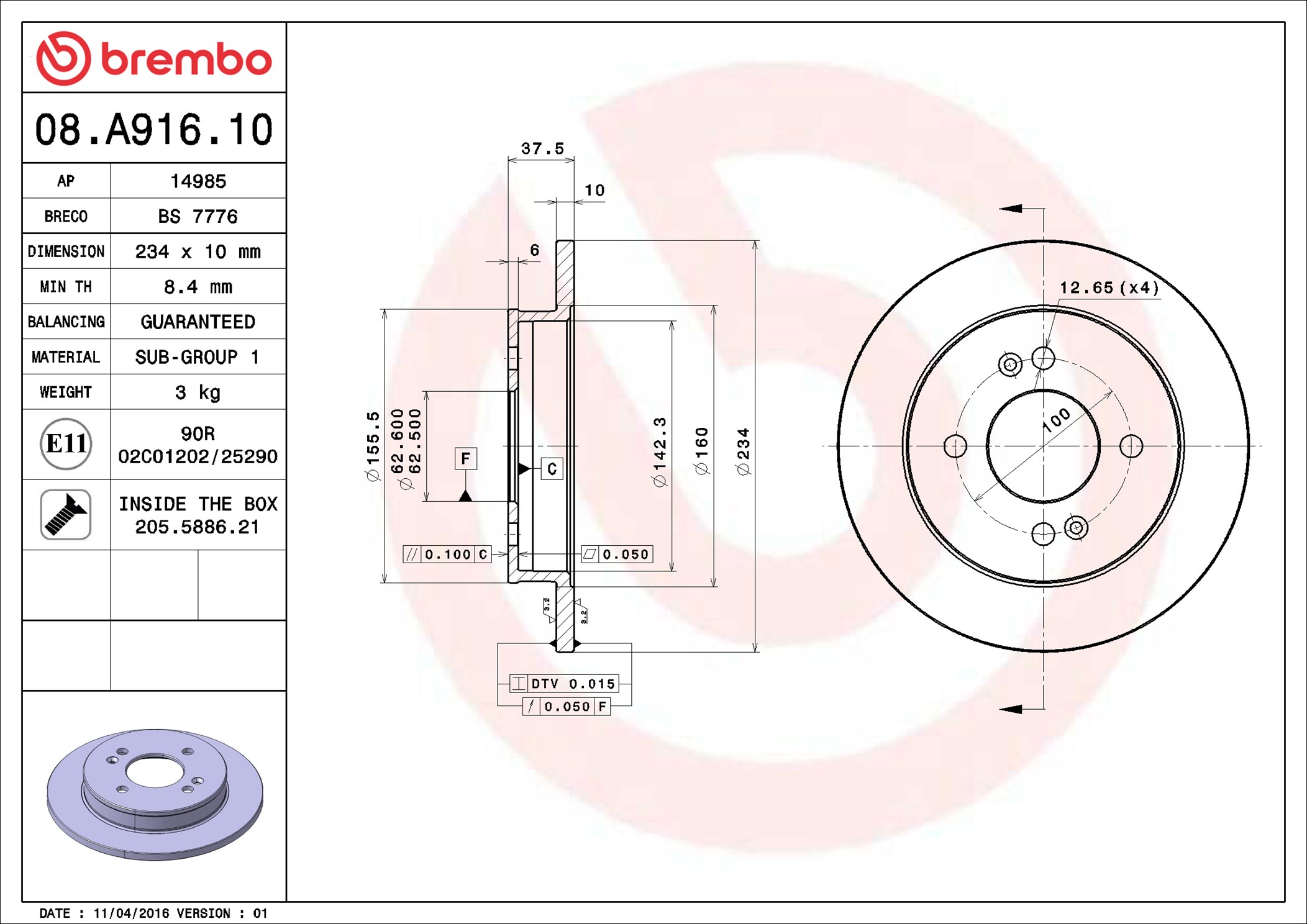 Discofreno - 08.A916.10 BREMBO