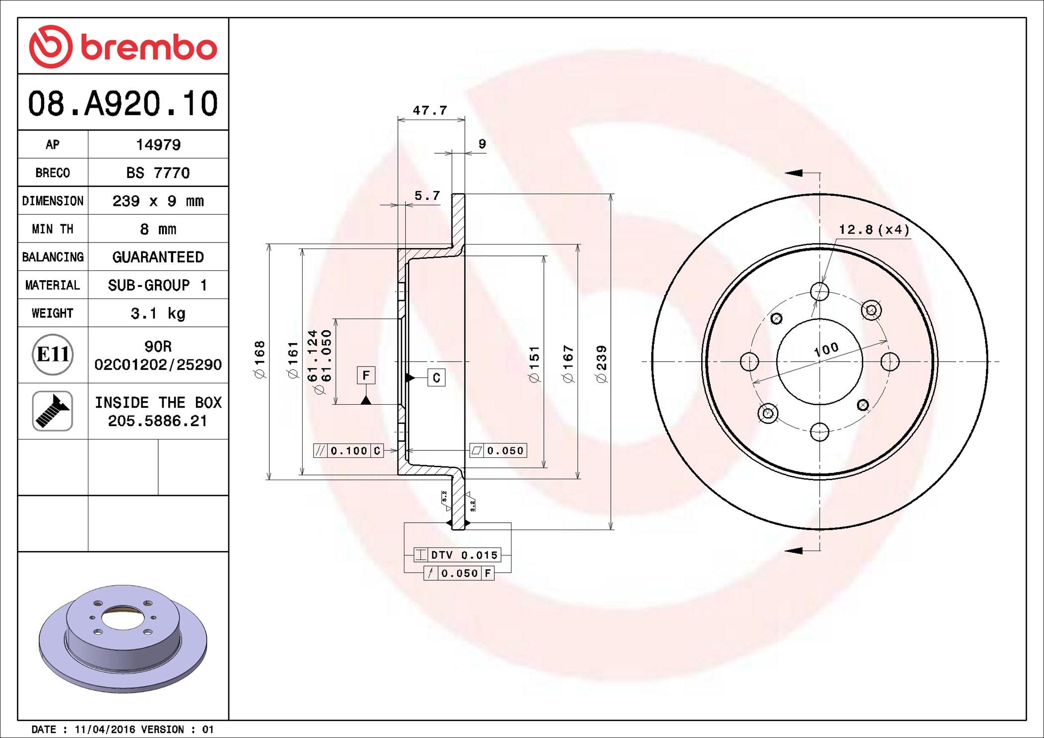Discofreno - 08.A920.10 BREMBO