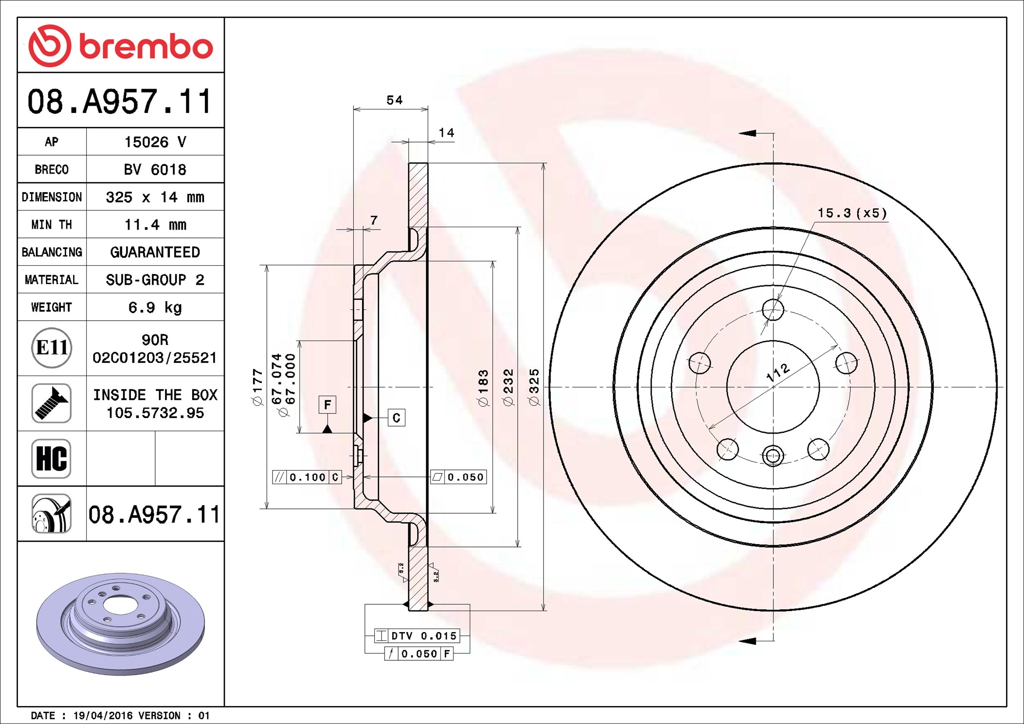 Discofreno - 08.A957.11 BREMBO