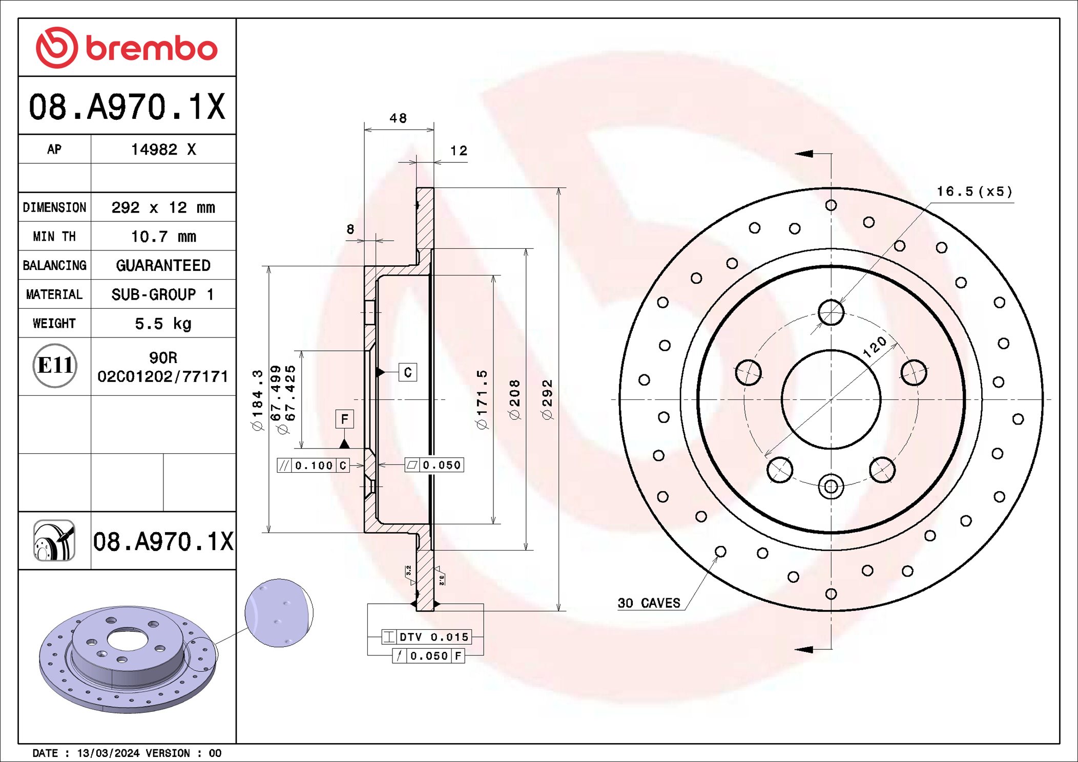 Discofreno - 08.A970.1X BREMBO