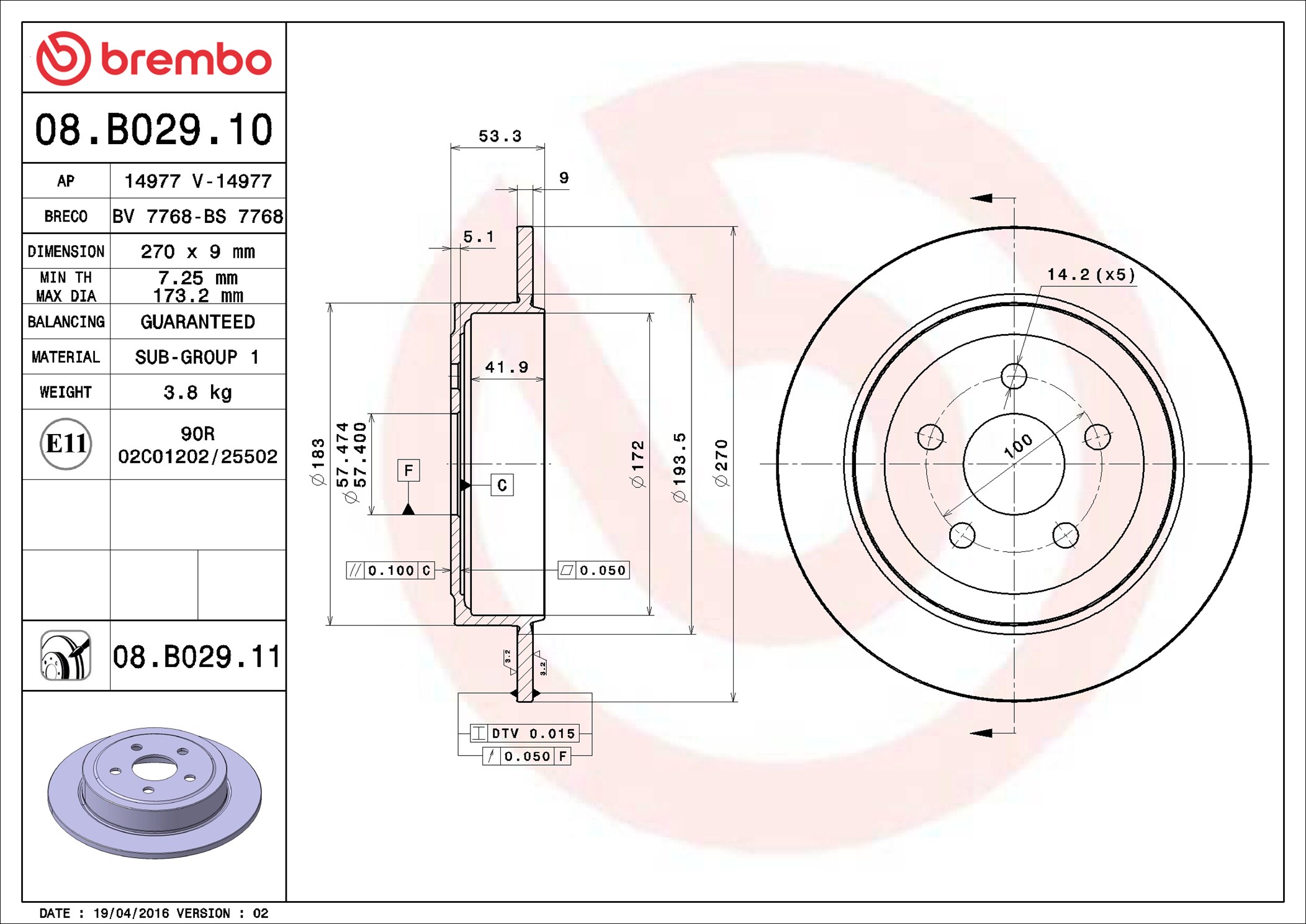 Discofreno - 08.B029.10 BREMBO