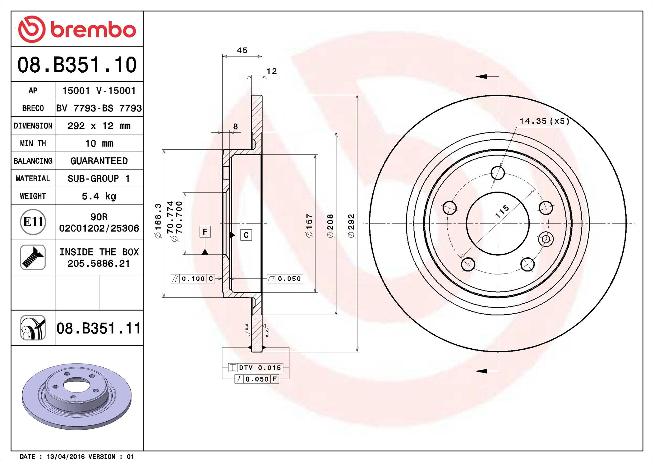 Discofreno - 08.B351.11 BREMBO