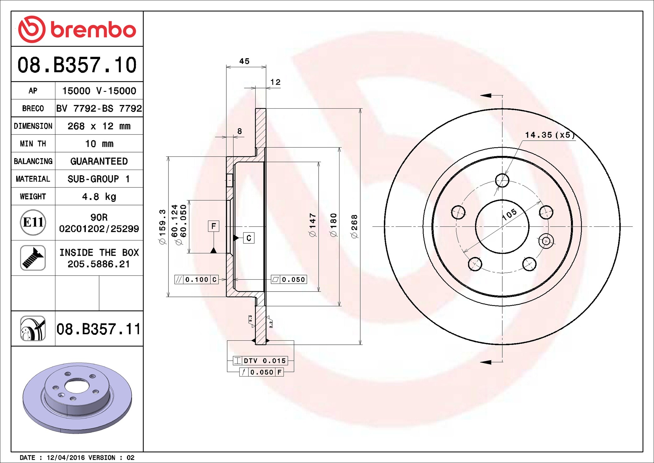 Bremsscheibe - 08.B357.11 BREMBO