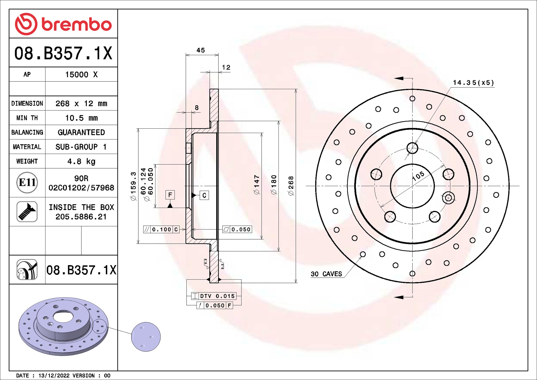 Bremsscheibe - 08.B357.1X BREMBO
