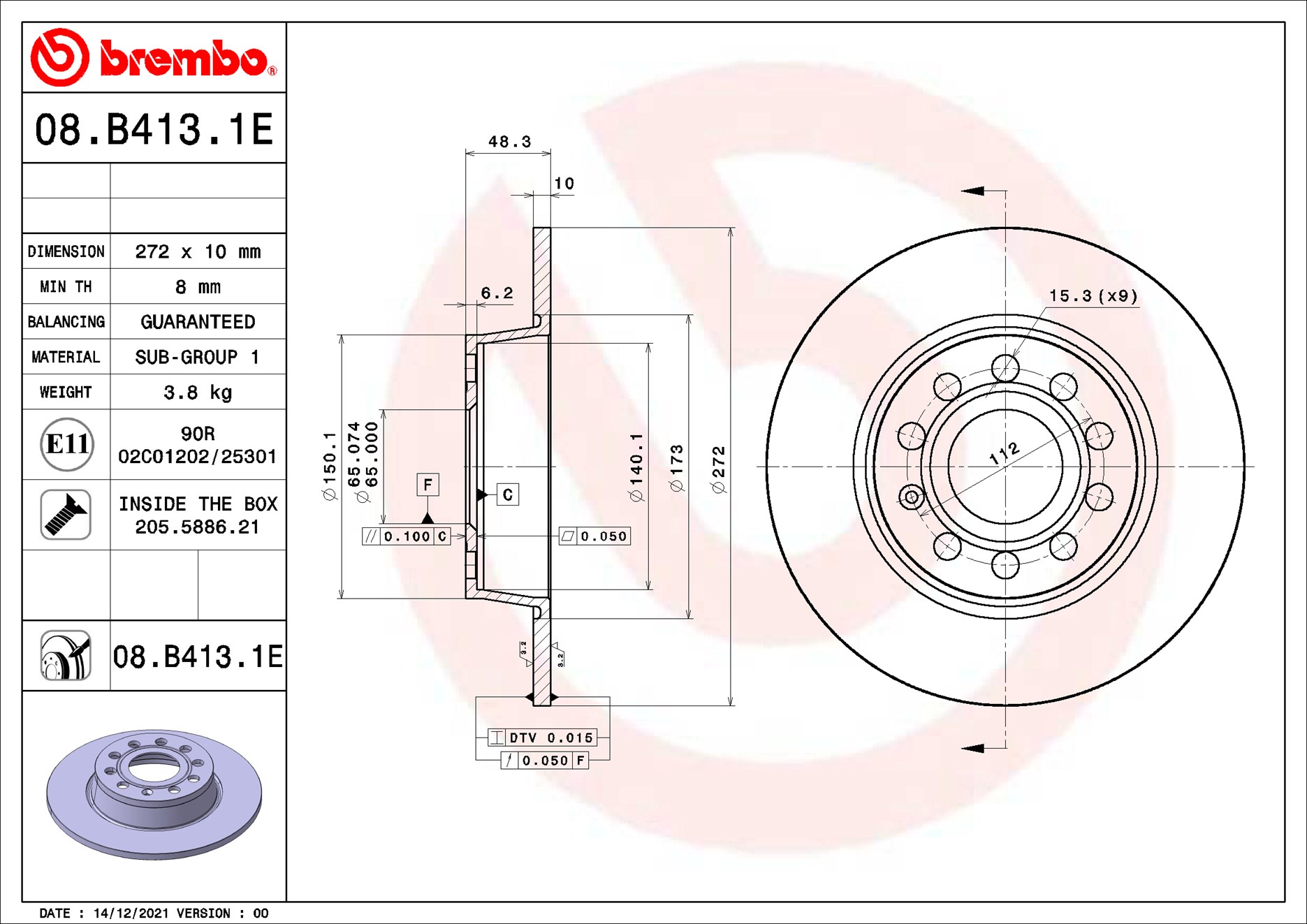 Brake Set, disc brakes - KT 08 025 BREMBO