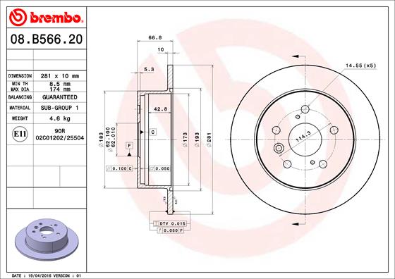 Bremsscheibe - 08.B566.21 BREMBO