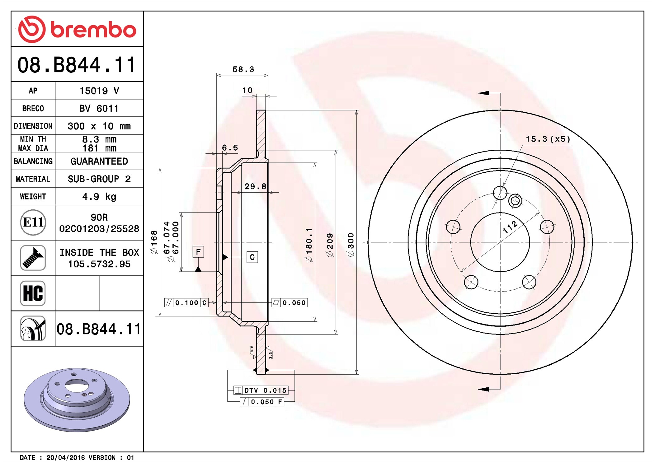 Discofreno - 08.B844.11 BREMBO