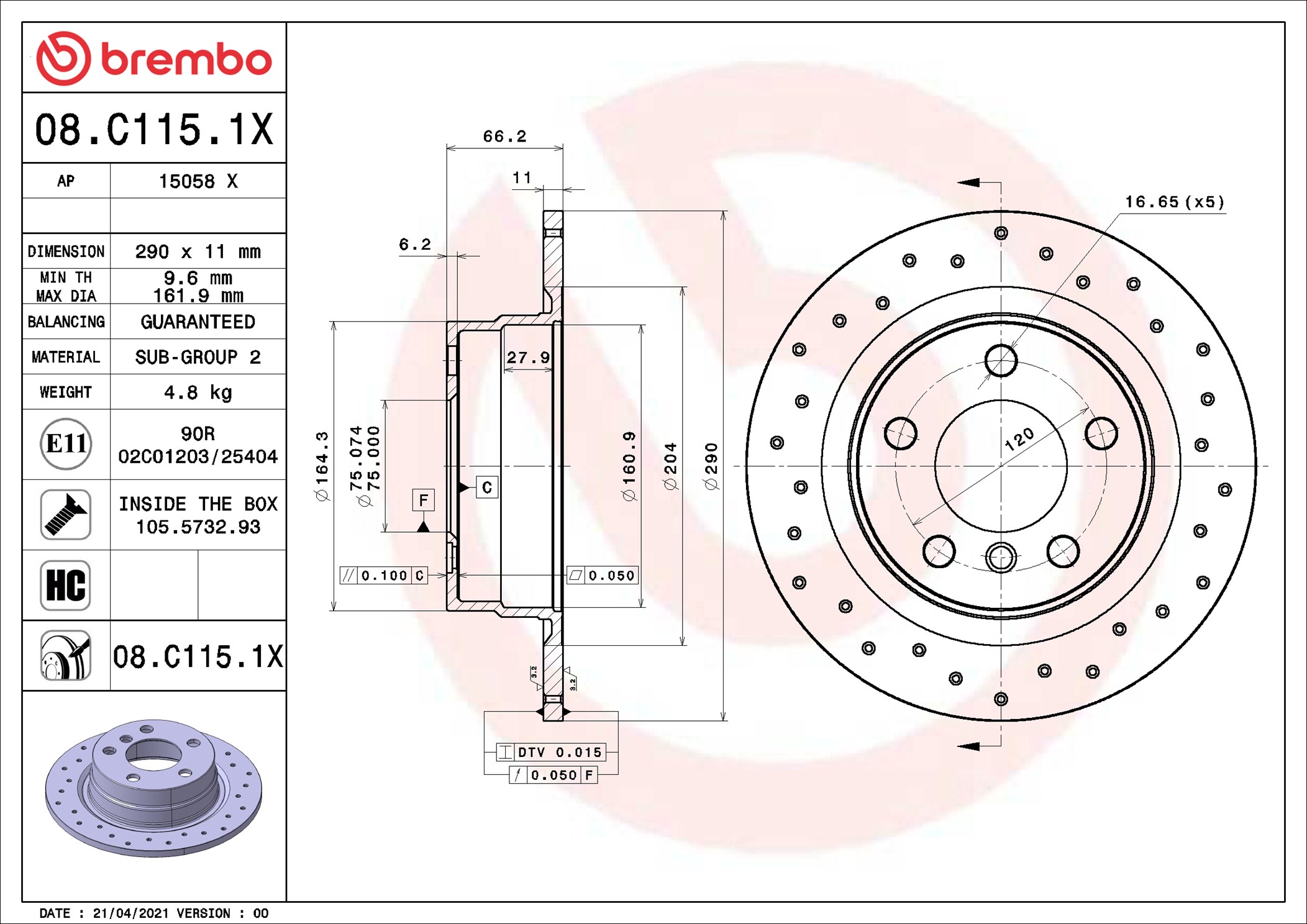 Discofreno - 08.C115.1X BREMBO