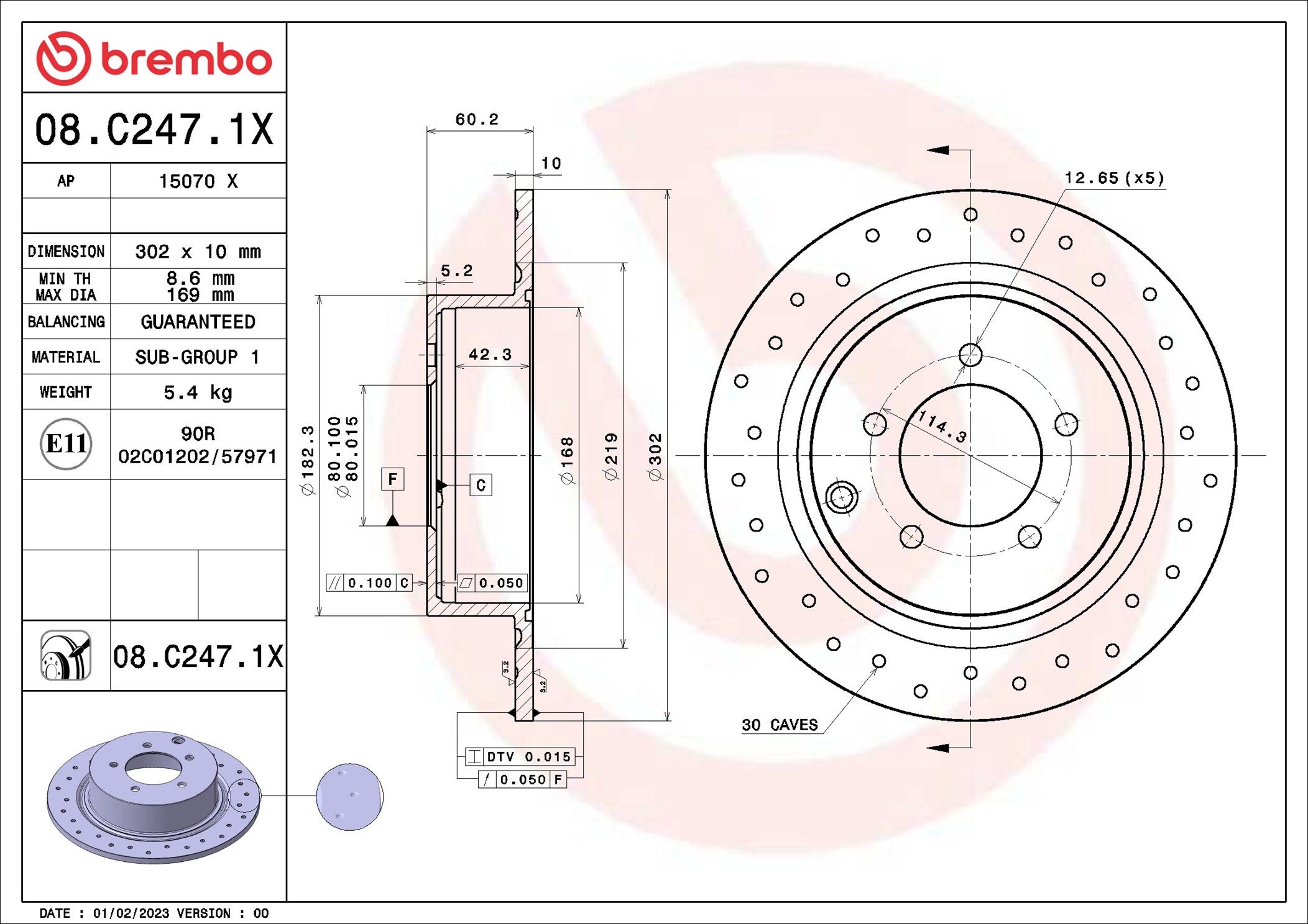 stabdžių diskas - 08.C247.1X BREMBO