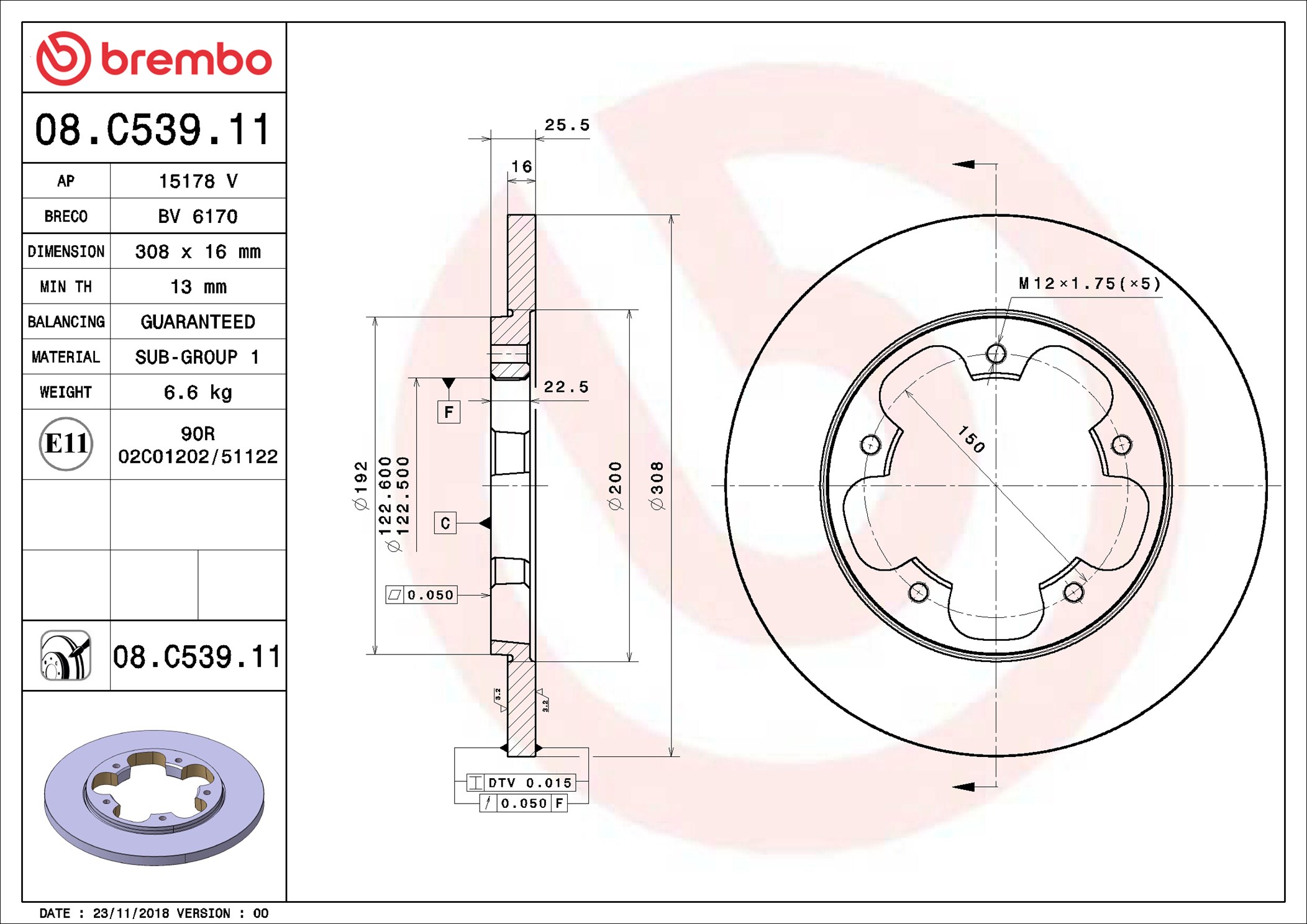 Bremsscheibe - 08.C539.11 BREMBO