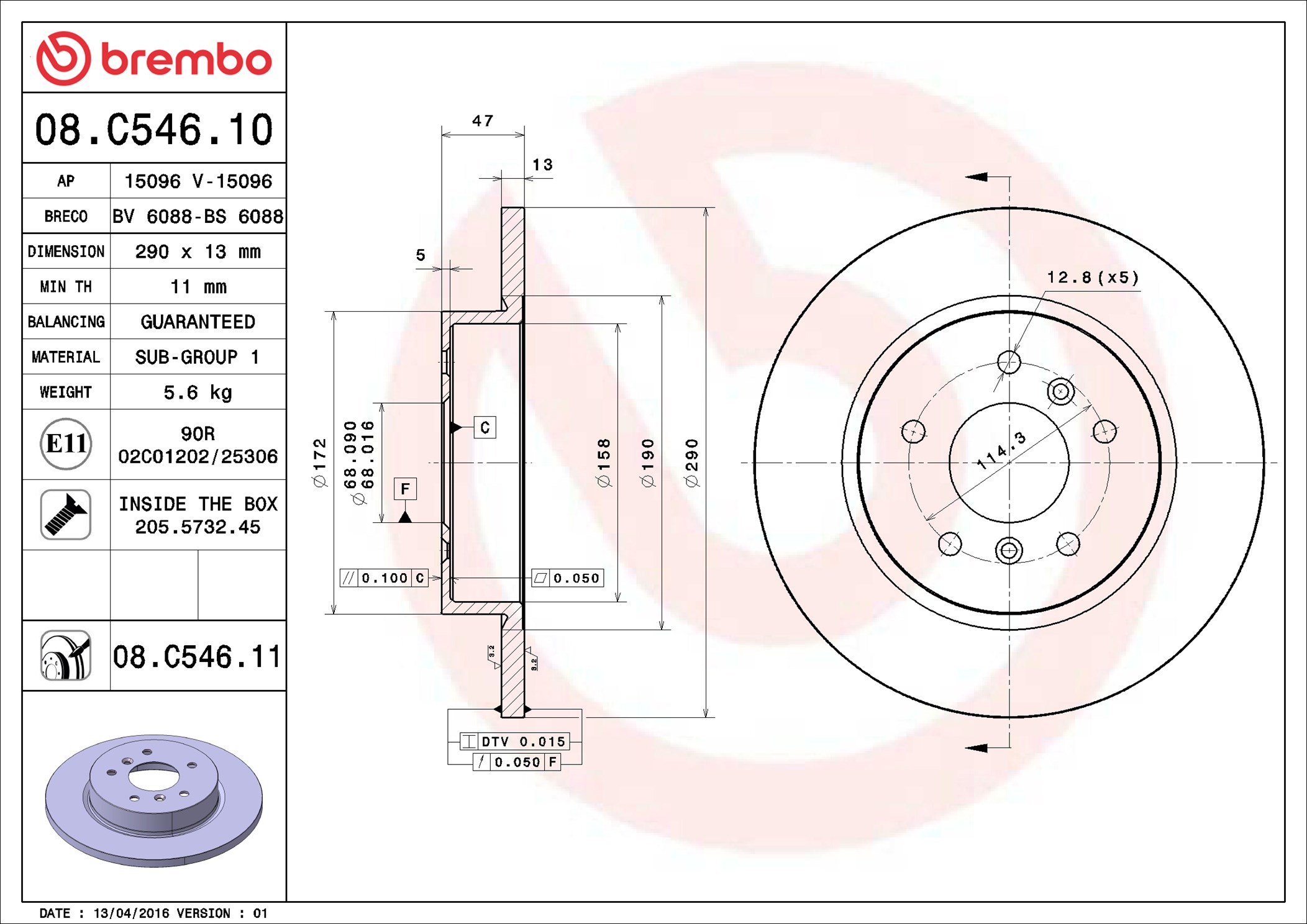 Brake Disc - 08.C546.11 BREMBO