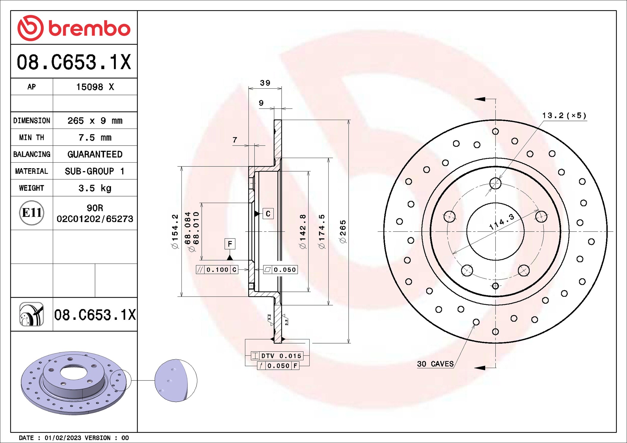 Brake Disc - 08.C653.1X BREMBO