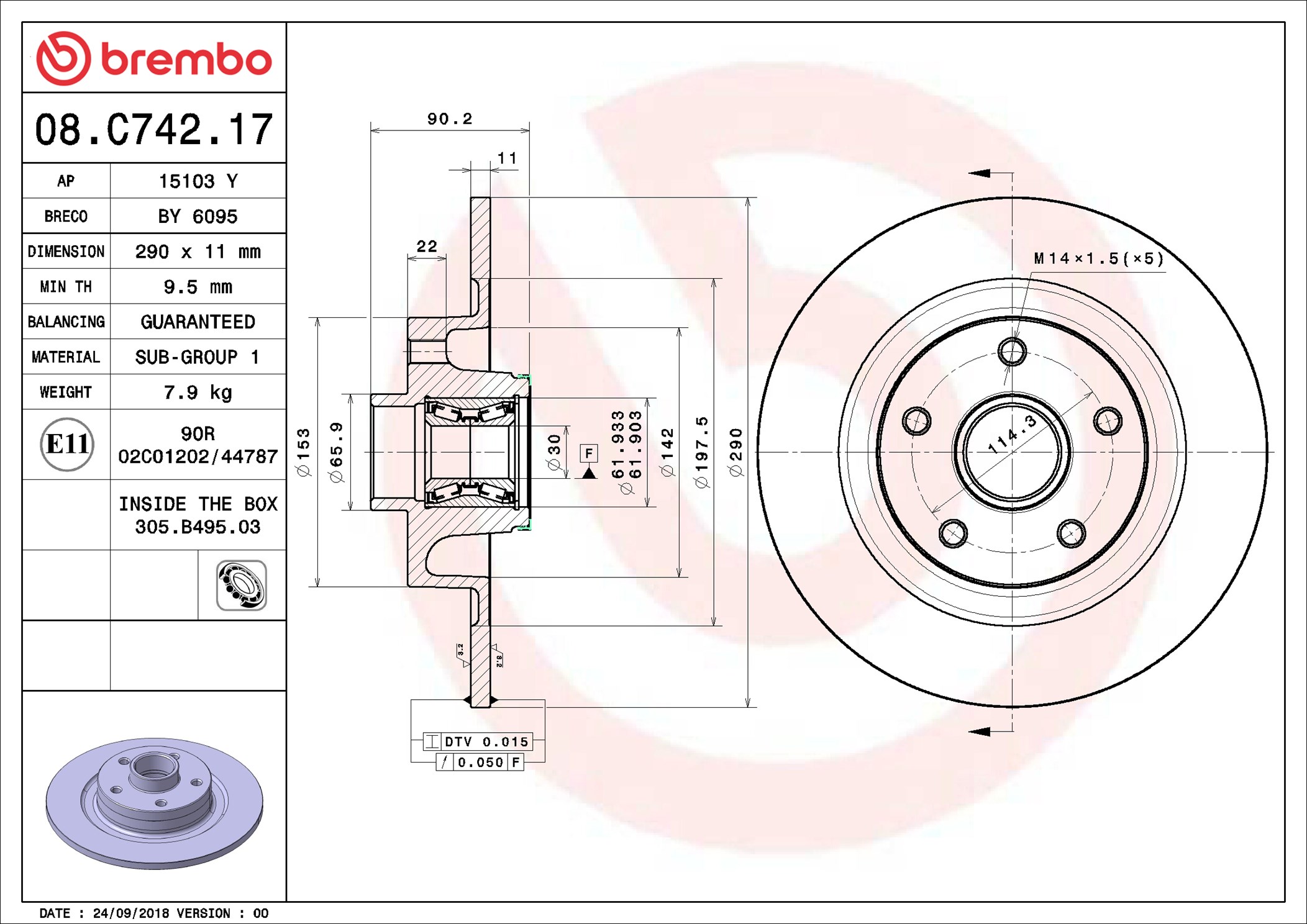 Brake Disc - 08.C742.17 BREMBO