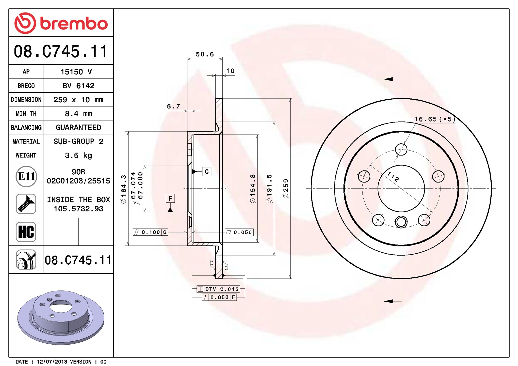 Discofreno - 08.C745.11 BREMBO