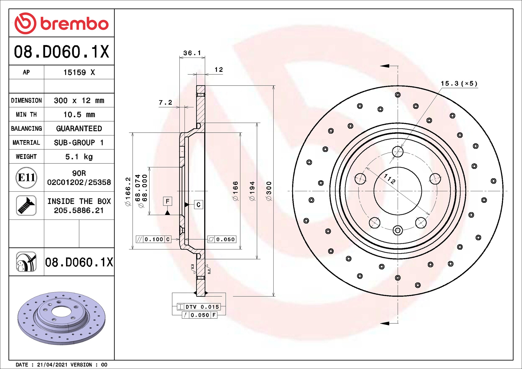 Discofreno - 08.D060.1X BREMBO