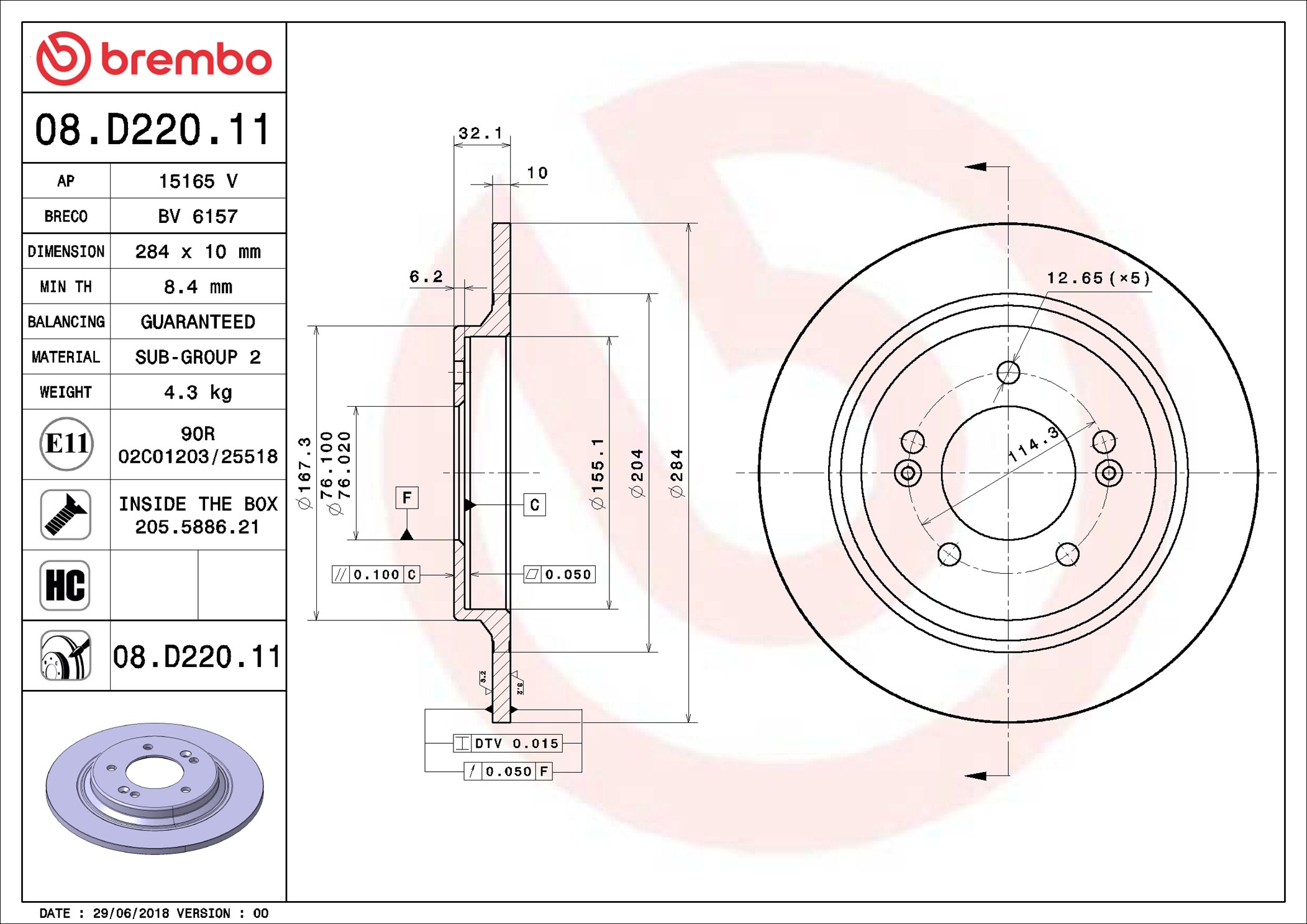 Discofreno - 08.D220.11 BREMBO