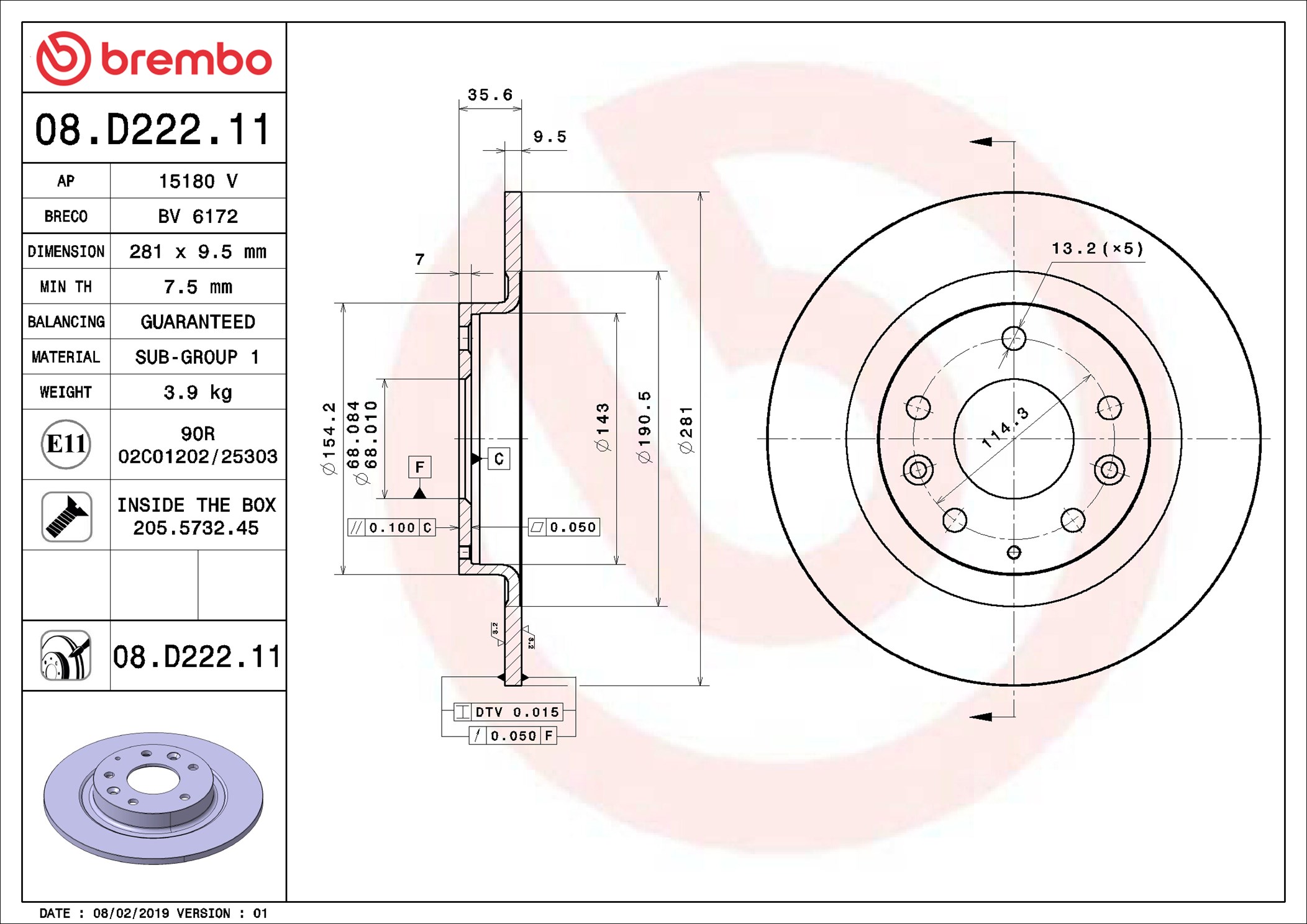 Discofreno - 08.D222.11 BREMBO