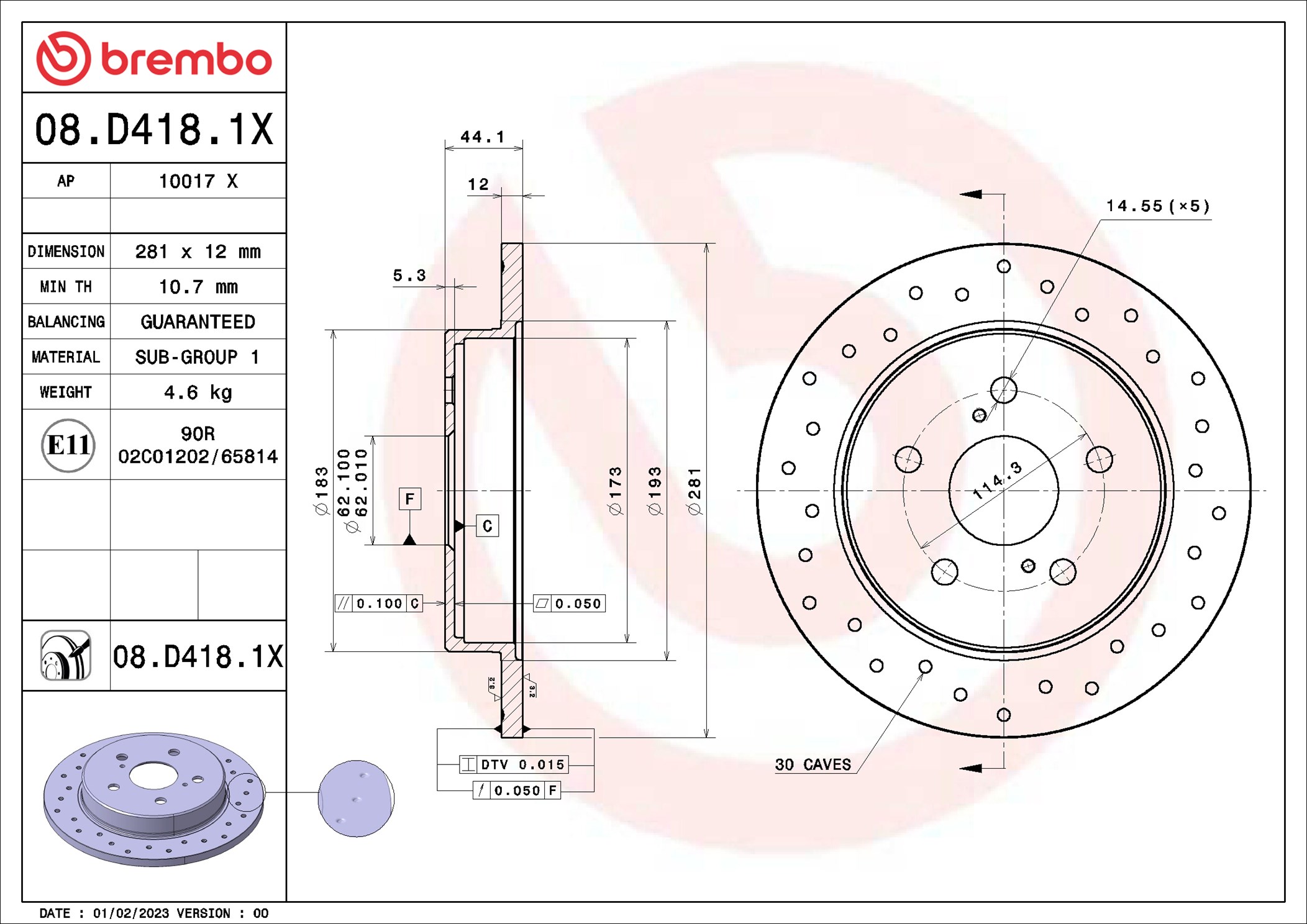 Discofreno - 08.D418.1X BREMBO