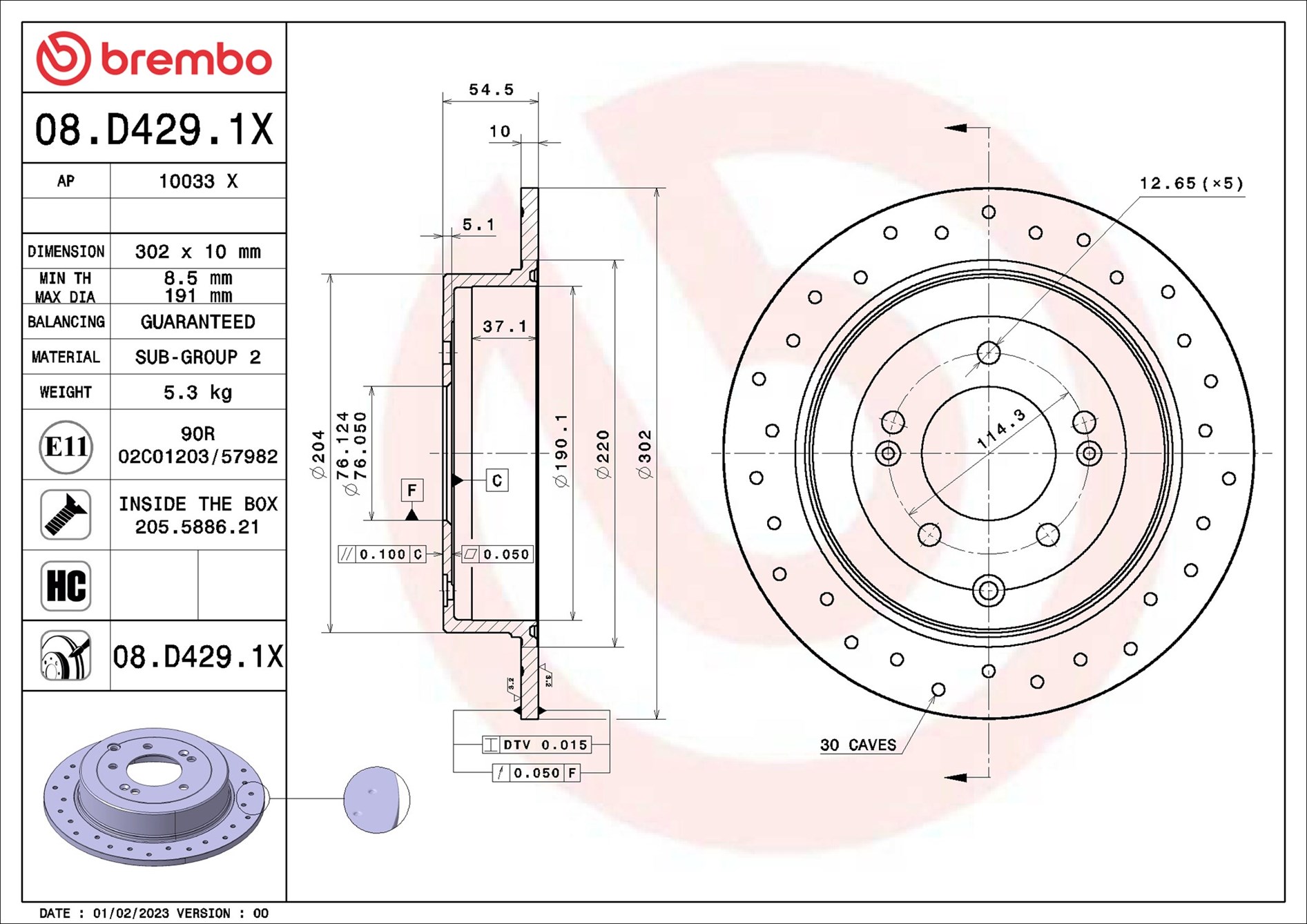 Discofreno - 08.D429.1X BREMBO