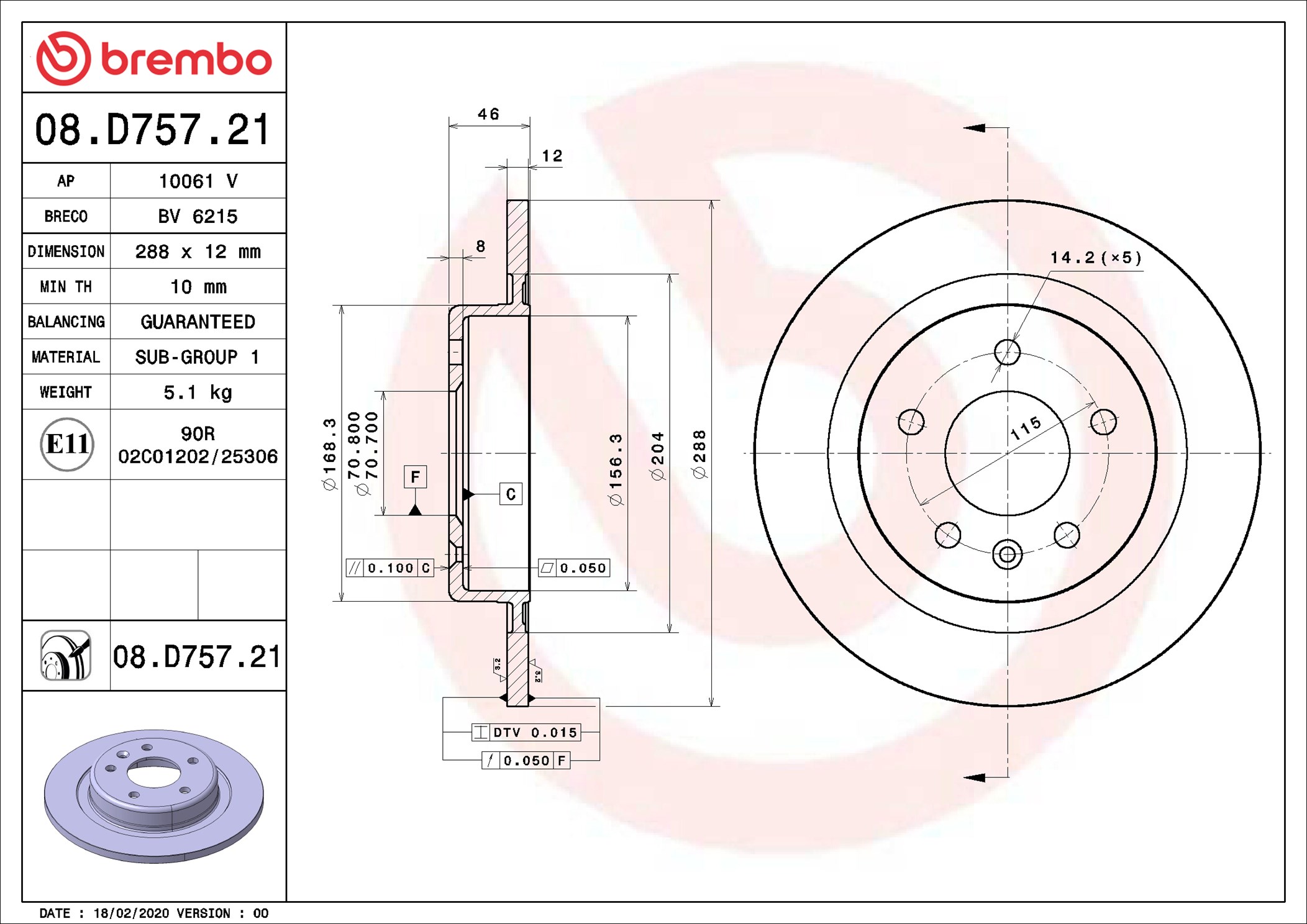 Brake Disc - 08.D757.21 BREMBO