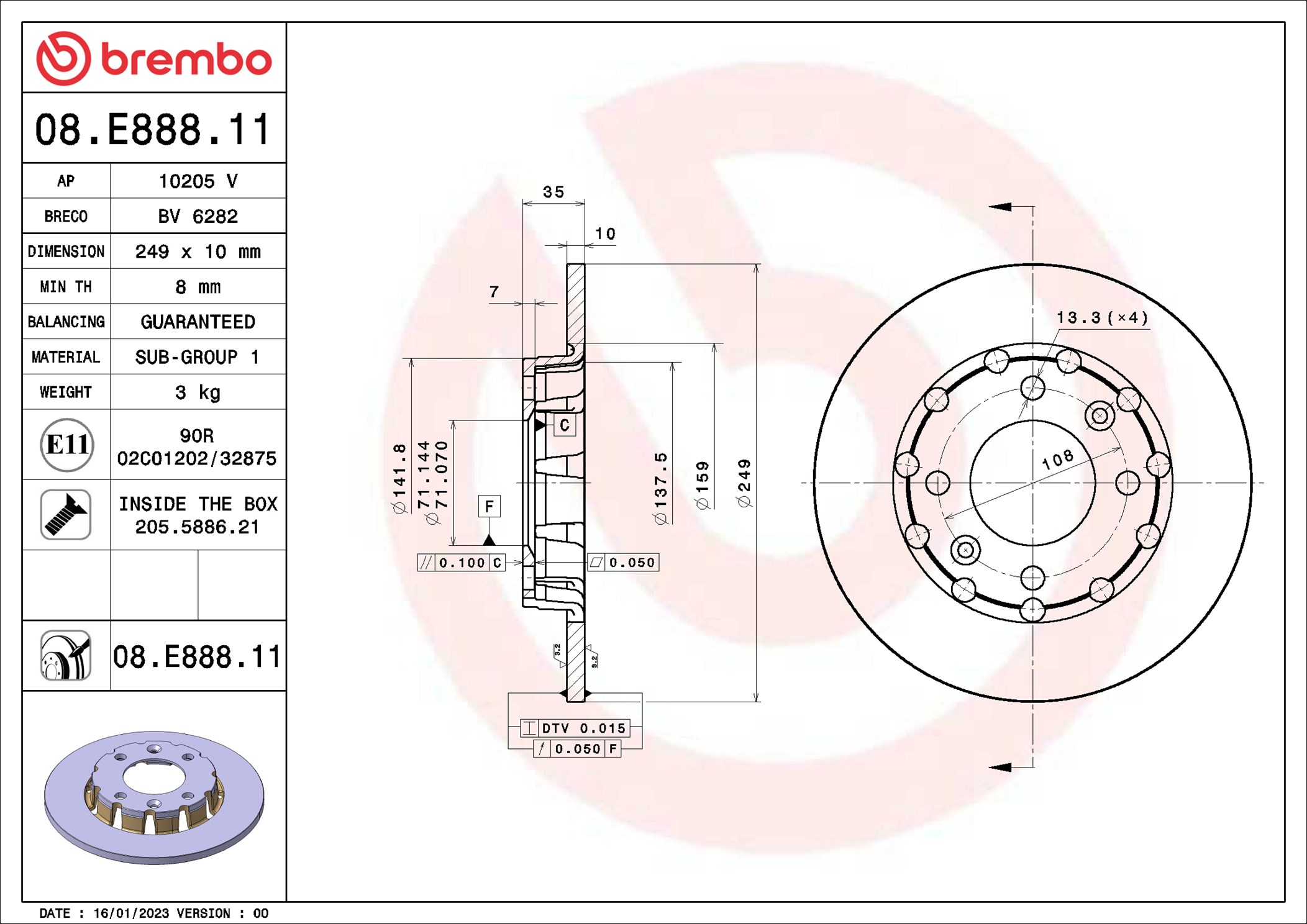 Discofreno - 08.E888.11 BREMBO