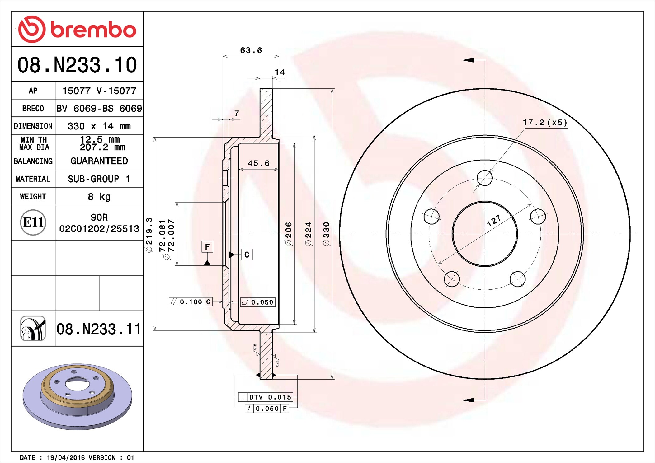 Discofreno - 08.N233.11 BREMBO