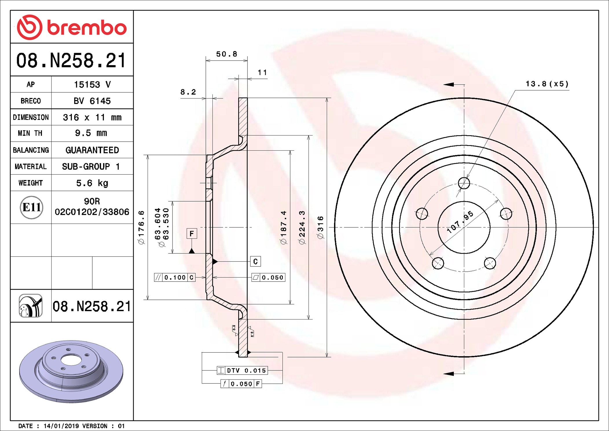 Discofreno - 08.N258.21 BREMBO