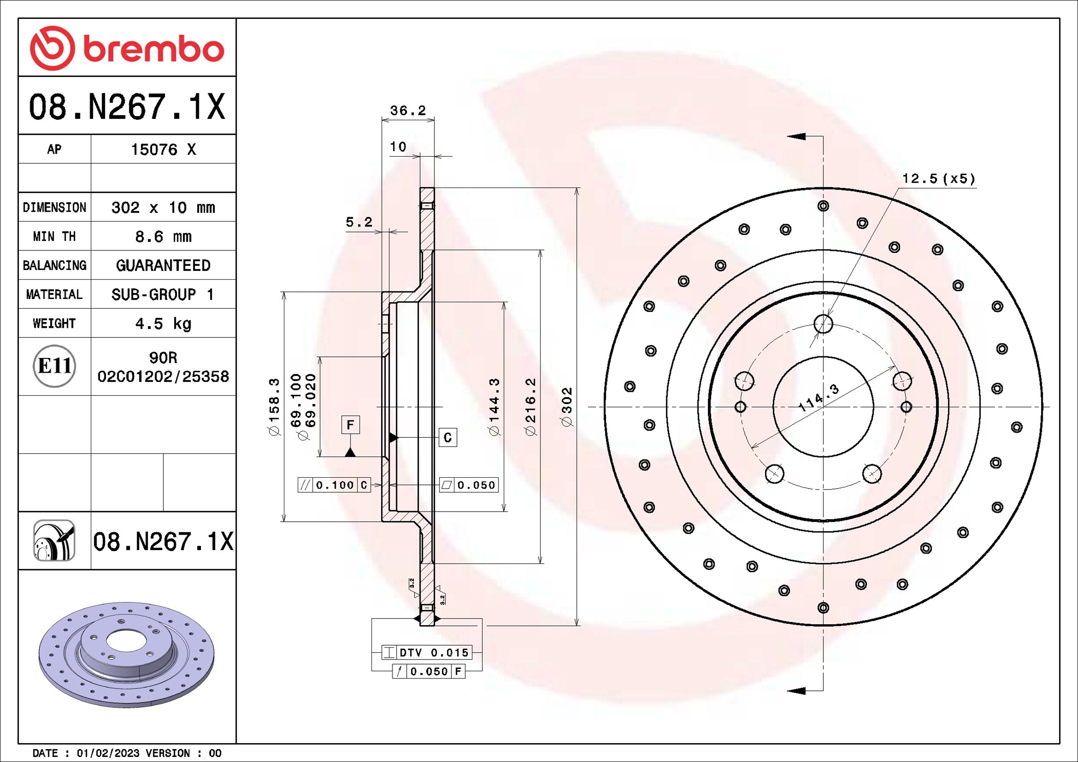Brake Disc - 08.N267.1X BREMBO