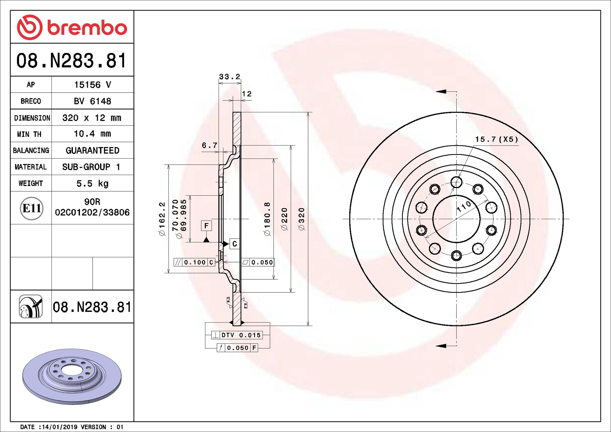 Discofreno - 08.N283.81 BREMBO