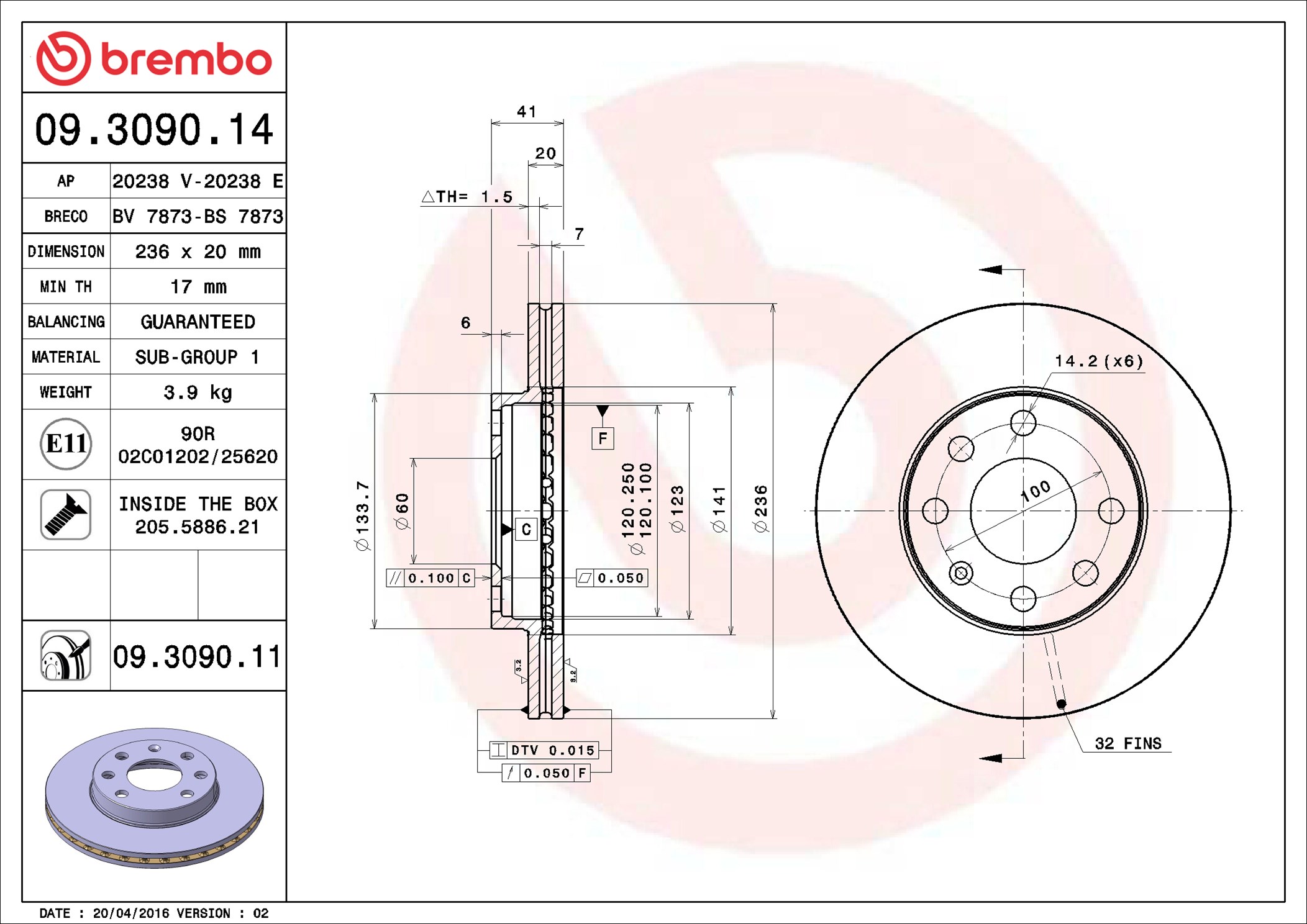 Discofreno - 09.3090.11 BREMBO