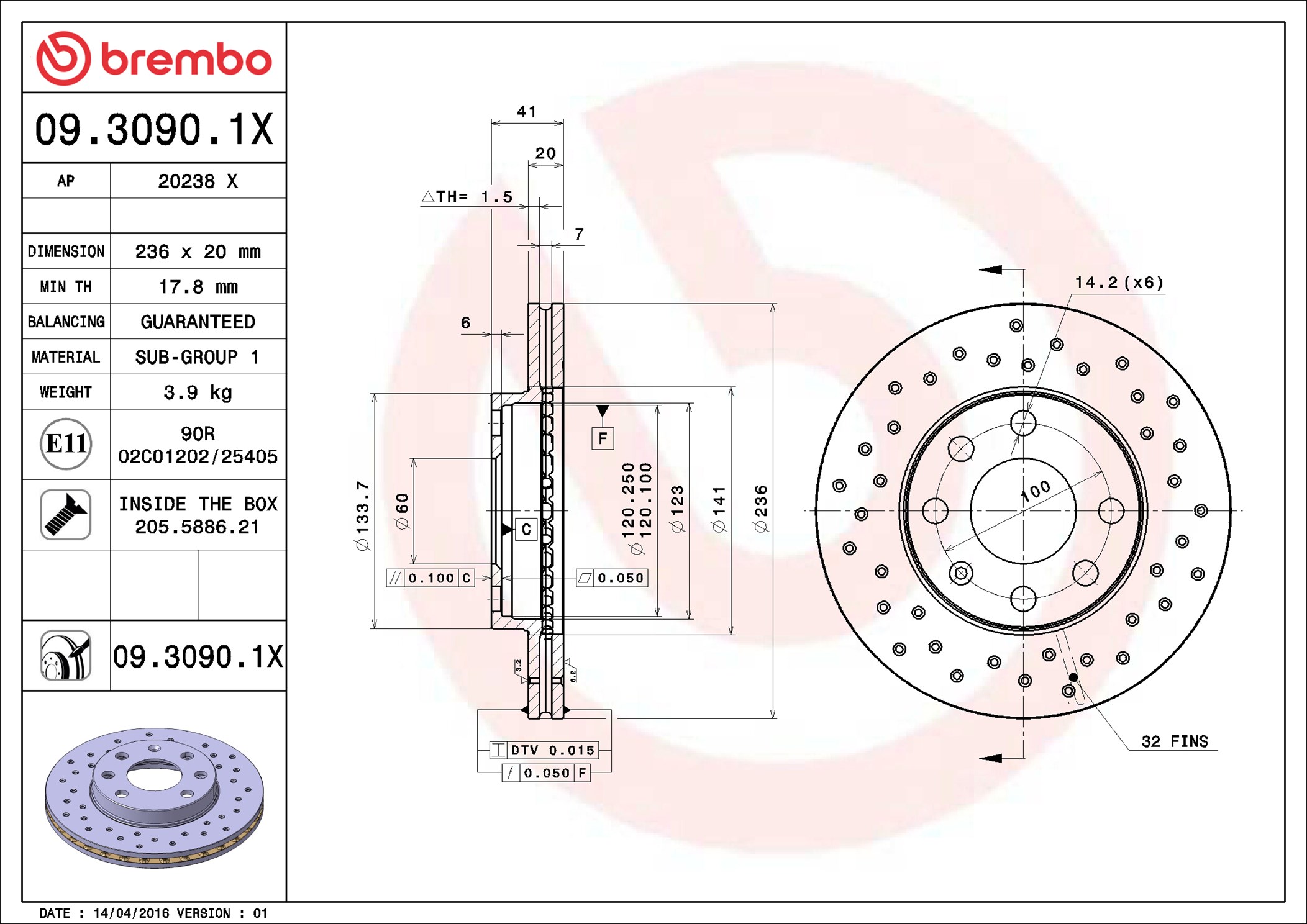 Discofreno - 09.3090.1X BREMBO