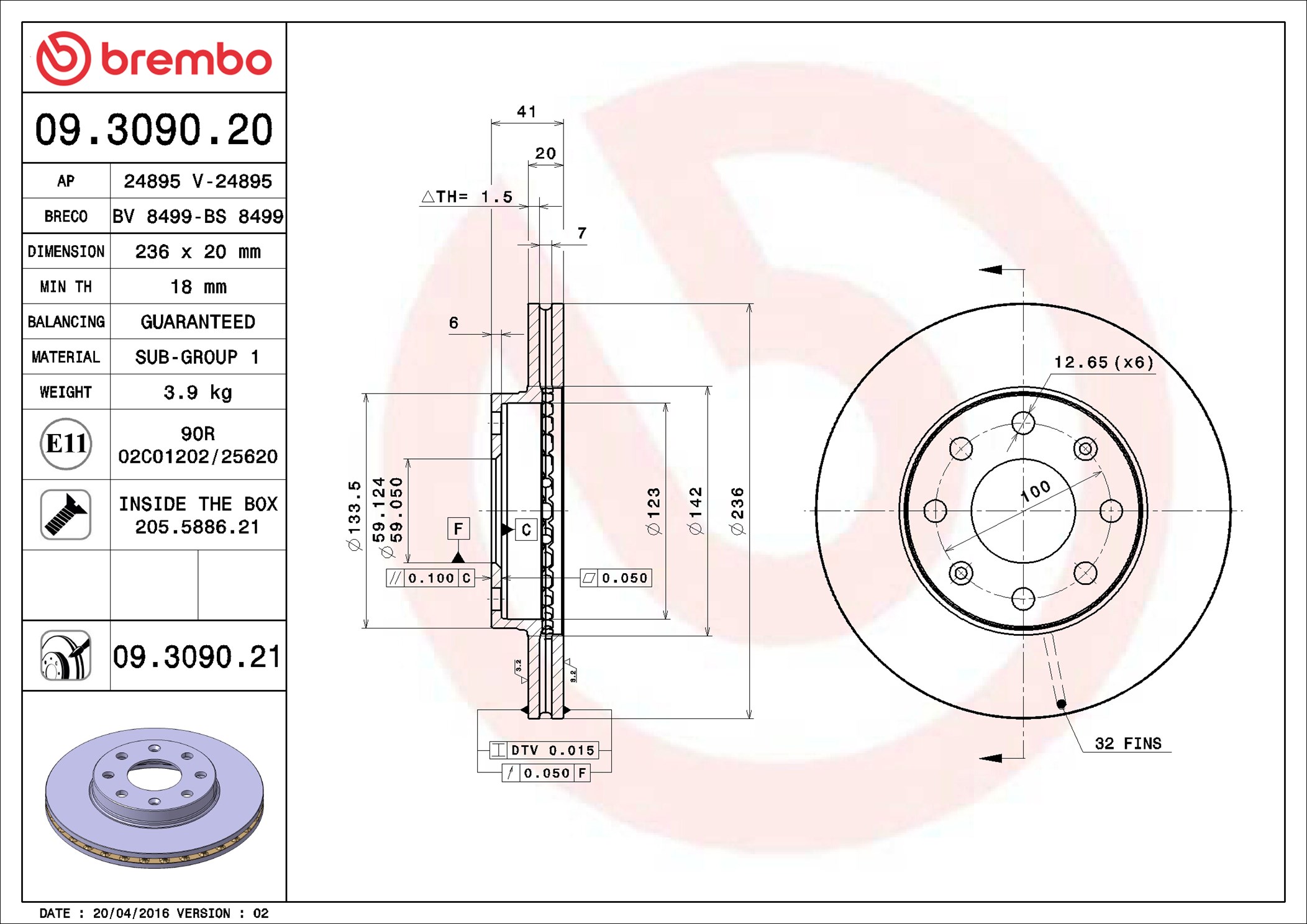Discofreno - 09.3090.21 BREMBO