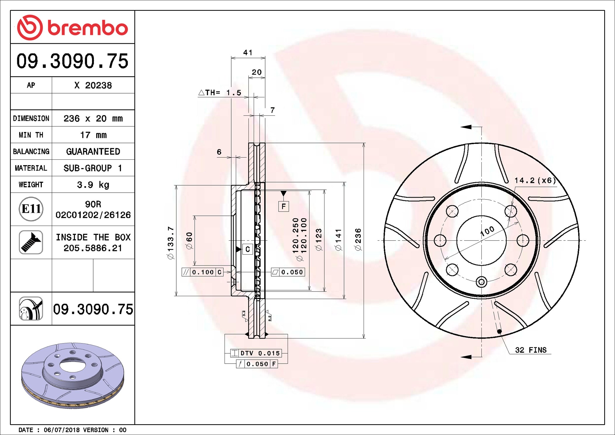 Discofreno - 09.3090.75 BREMBO