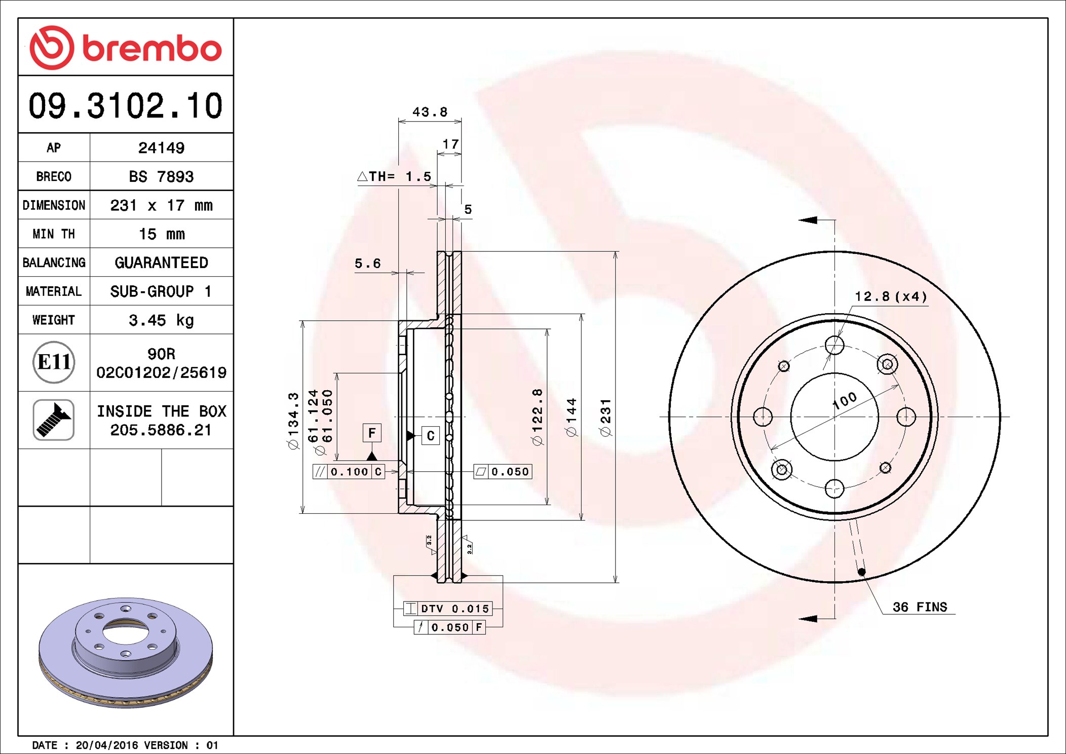 Discofreno - 09.3102.10 BREMBO