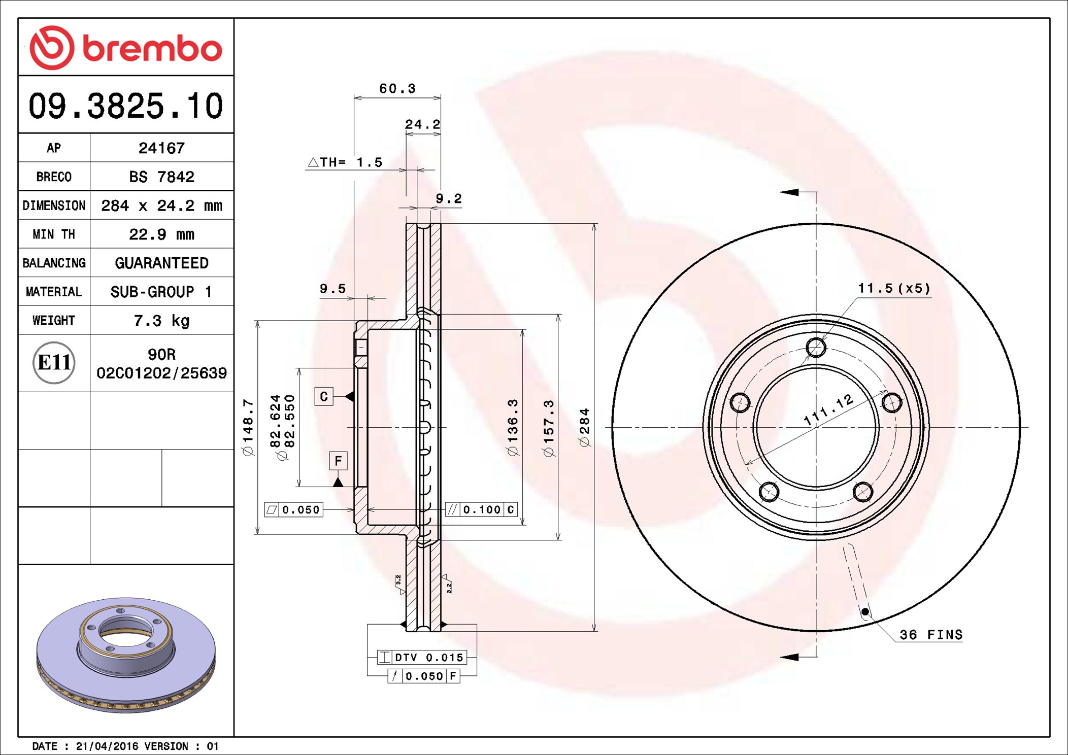 Discofreno - 09.3825.10 BREMBO