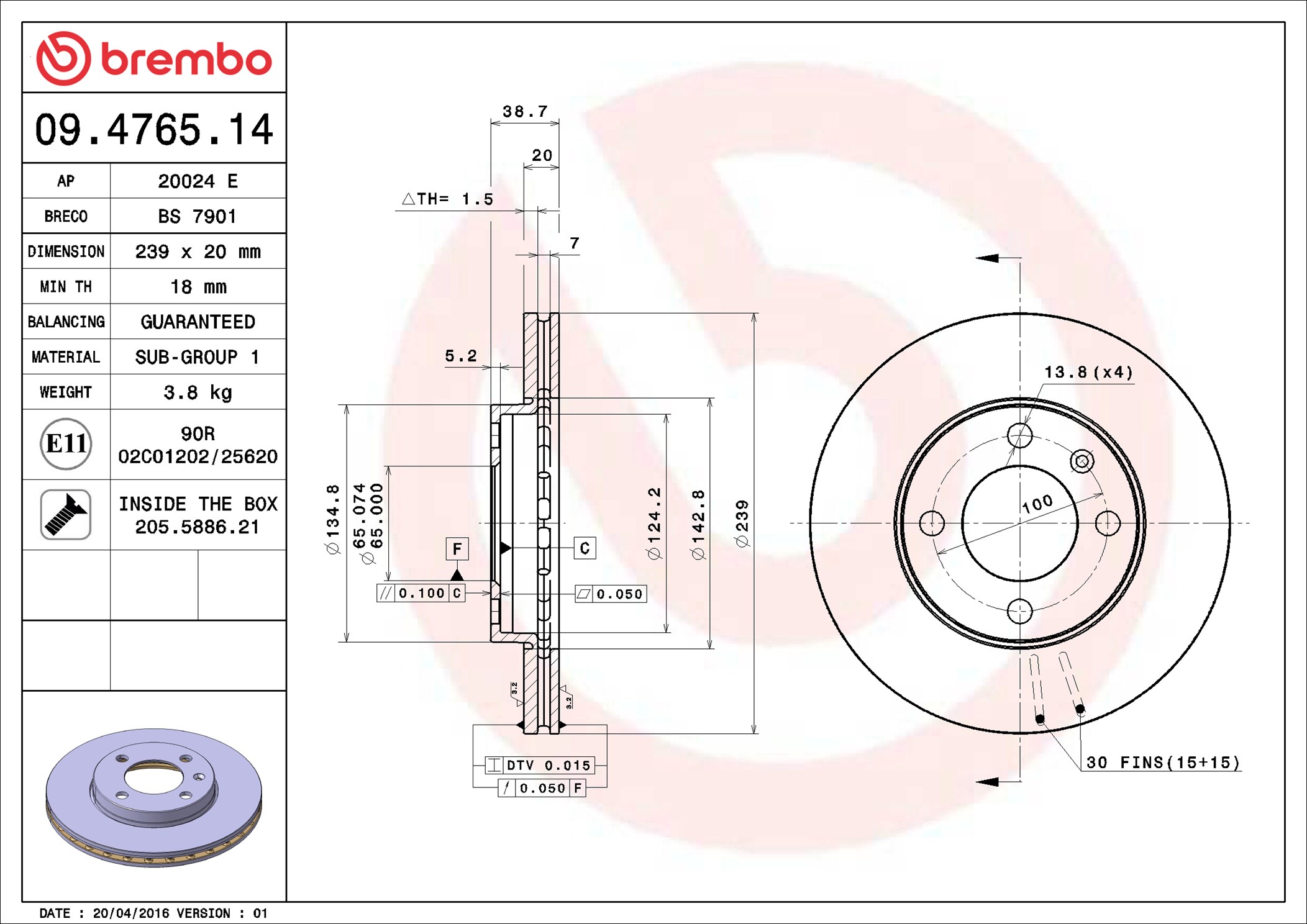 Discofreno - 09.4765.14 BREMBO
